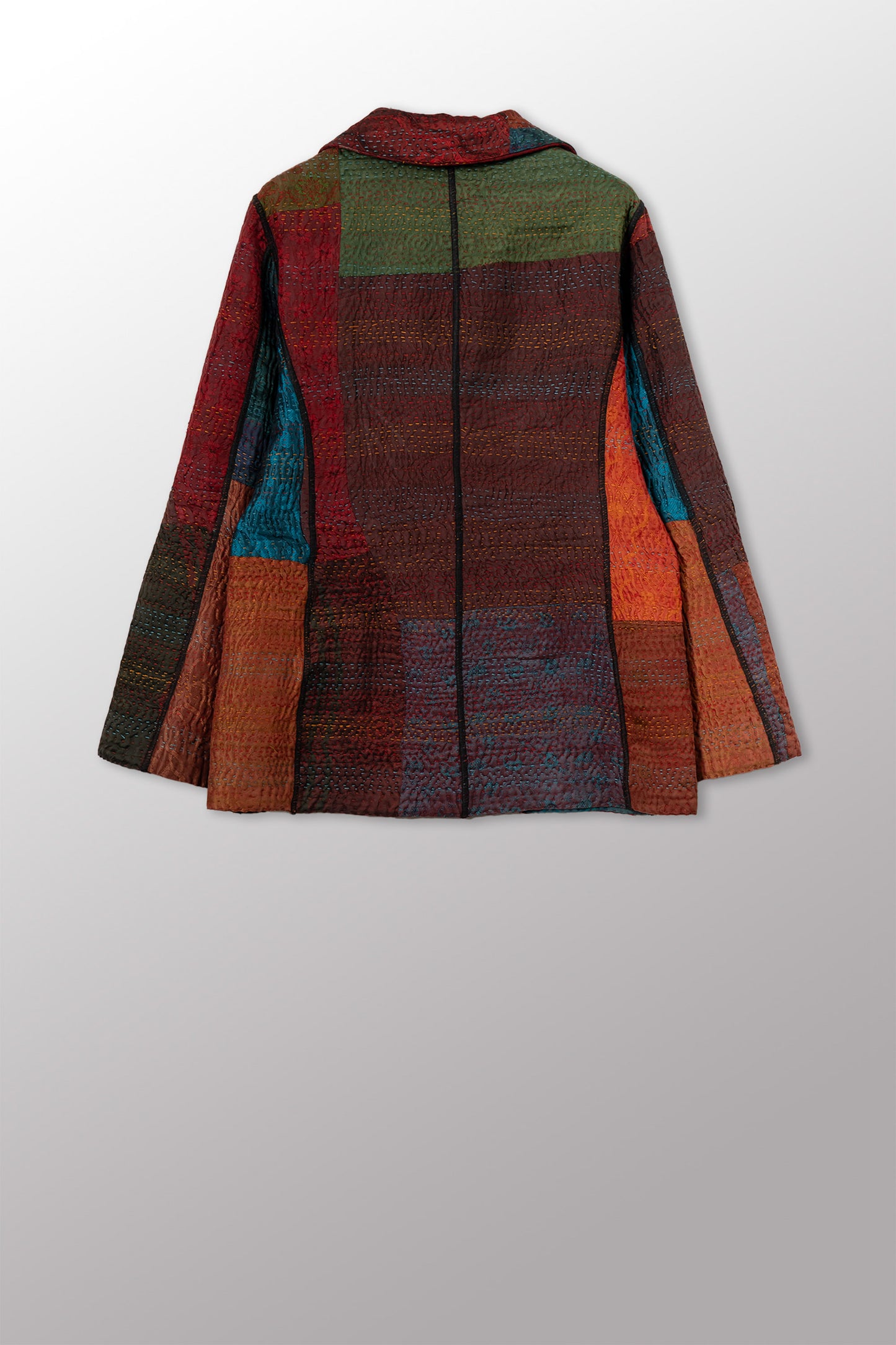 JACQUARD SILK KANTHA BASIC JACKET - js4052-cbrn001s -