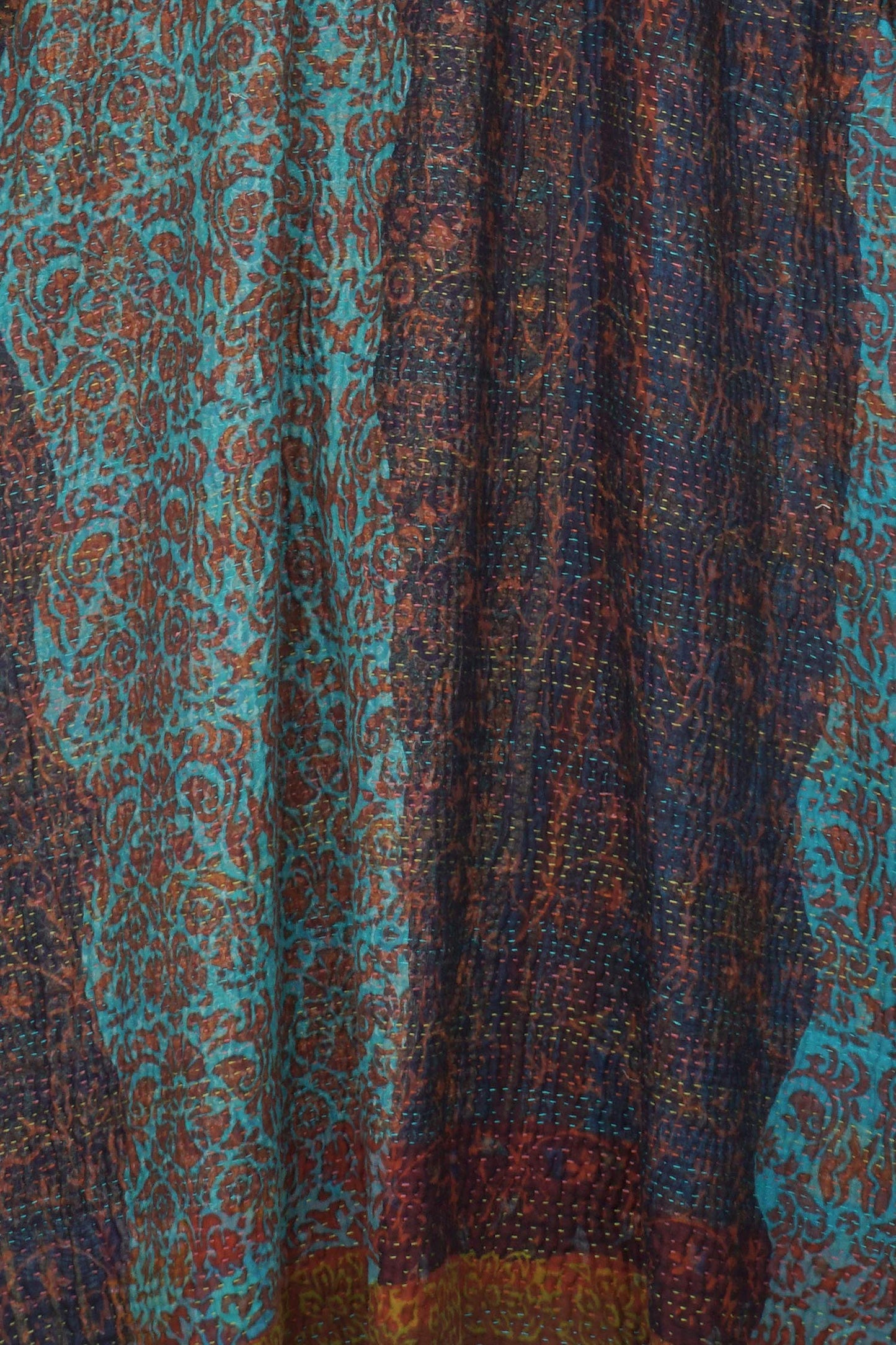 BAGH PRINT KANTHA KIMONO ROBE - bg4322-brn -