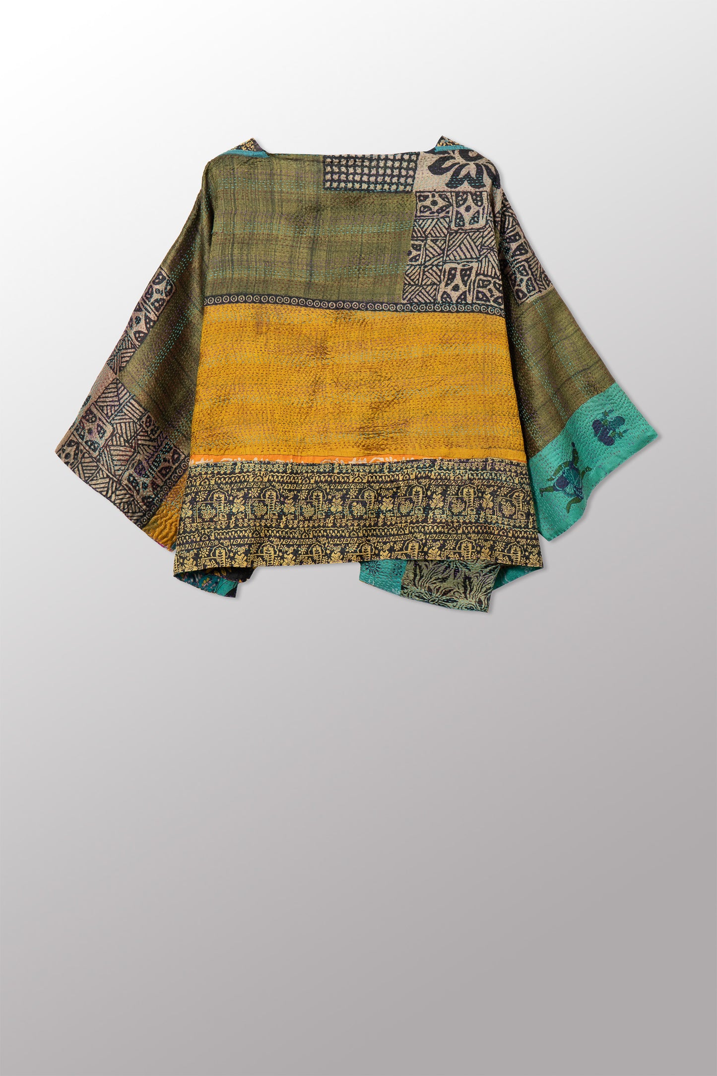 VINTAGE SILK KANTHA 3/4 SLV. CROP TOP MIO - sv2538-0014a -