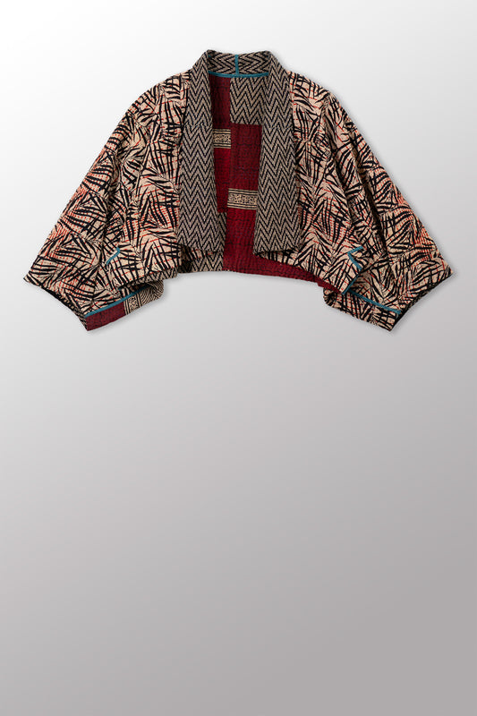 SOHO BAMBOO KANTHA PUFF SLV. SHRUG - bo4062-cblk007a -