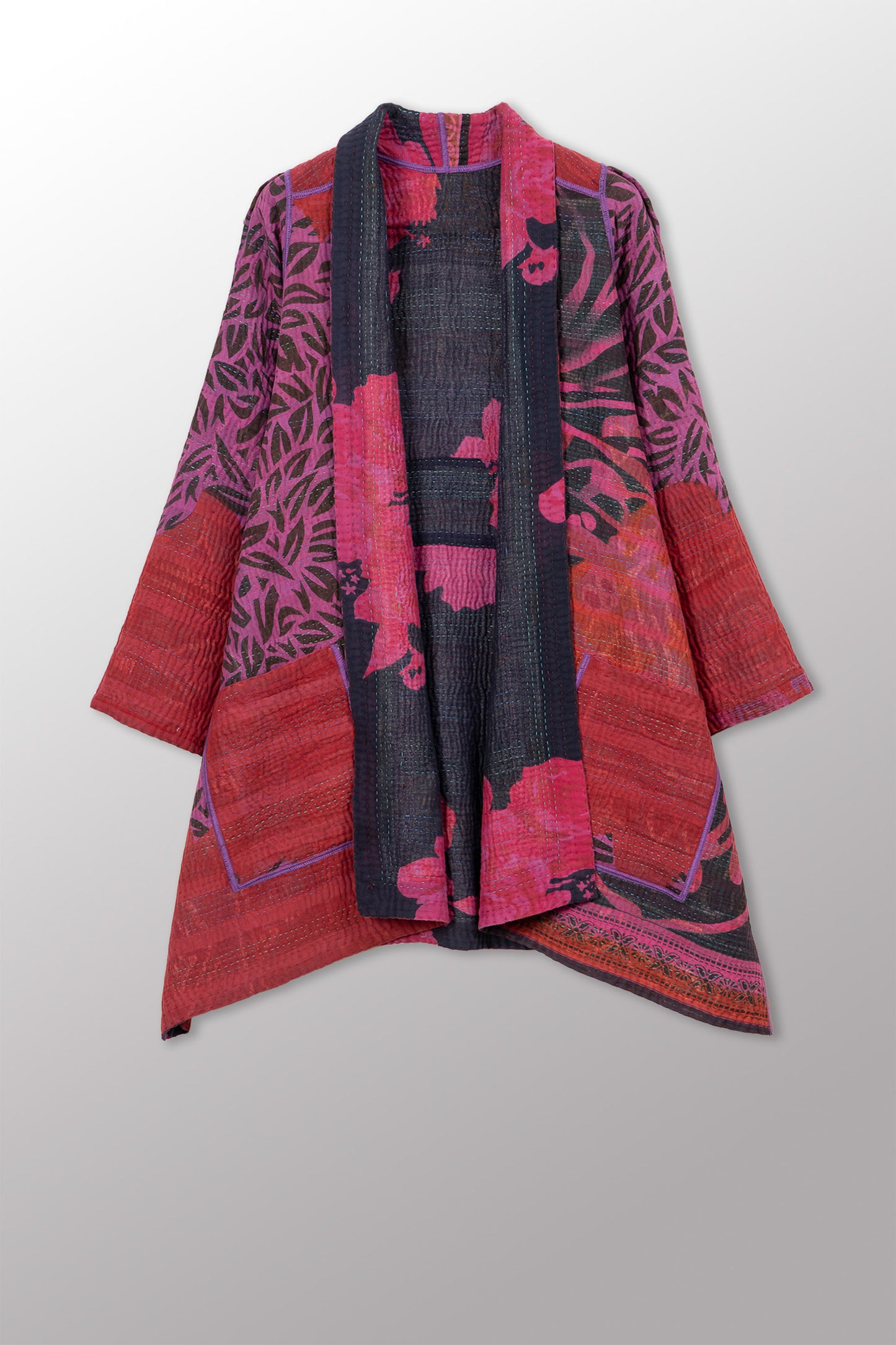 COTTON OVERDYE KANTHA A-LINE JKT - ov4003-cfus041a -