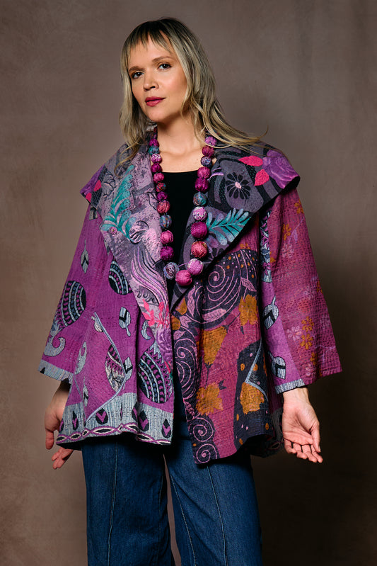 VINTAGE COTTON KANTHA FLARE JKT - cv4010-0168a -