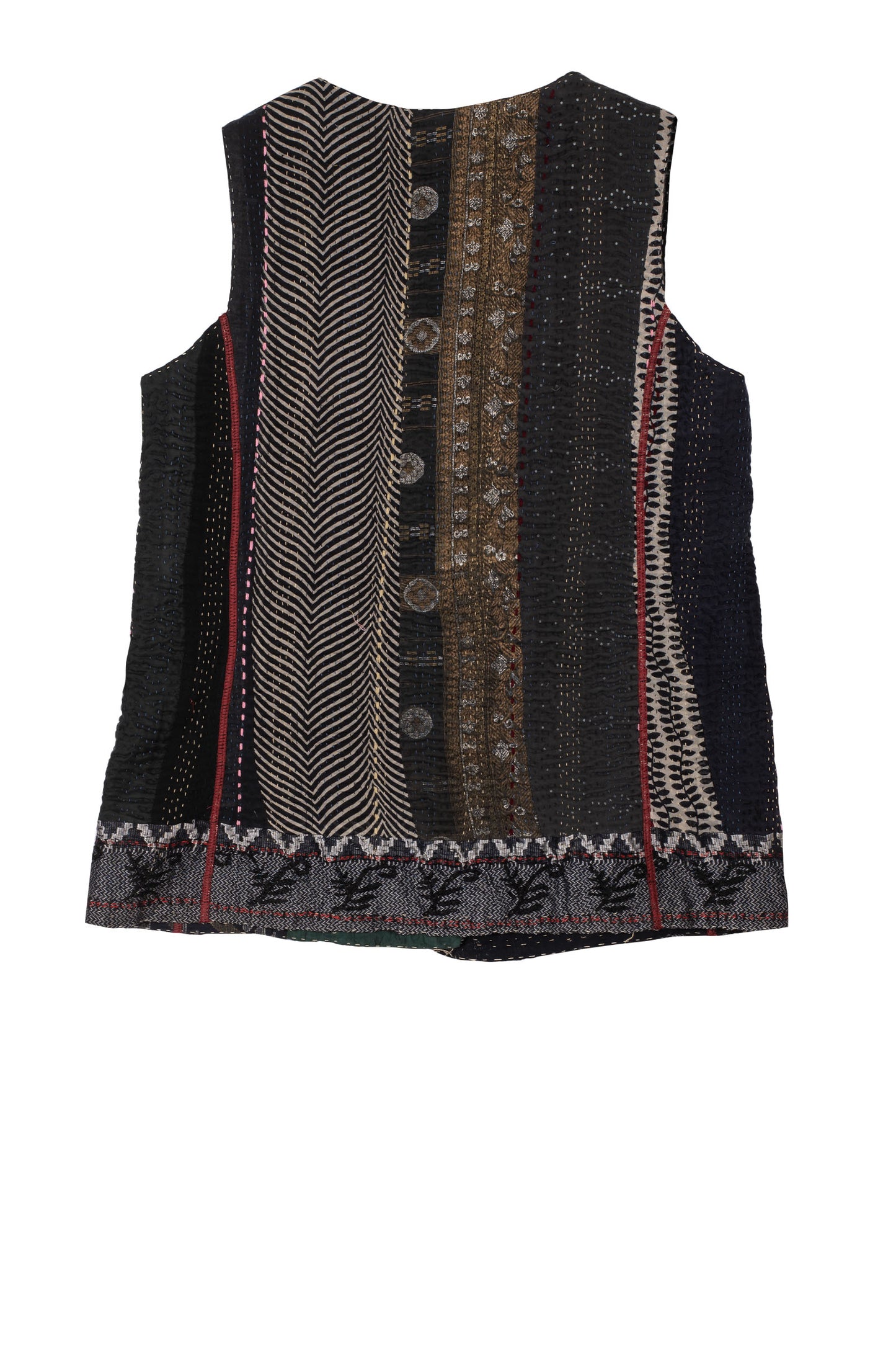 STRIPE RALLIS KANTHA NEW CREW NECK MEDIUM VEST - pr4243-blk -