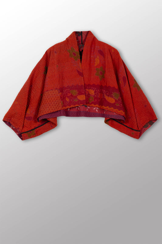 COTTON OVERDYE KANTHA PUFF SLV. SHRUG - ov4062-corg002a -