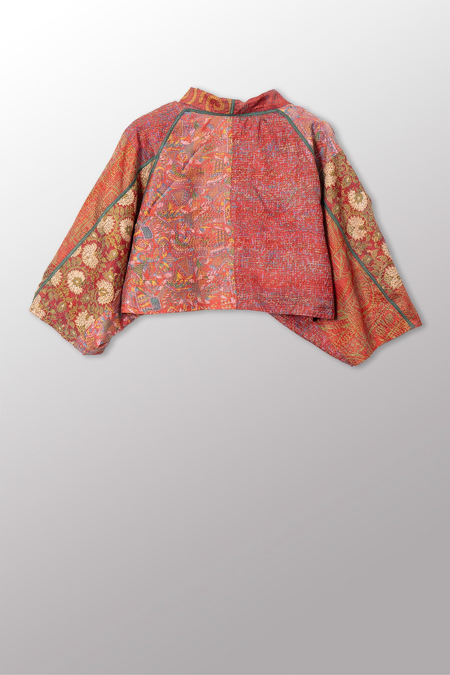 VINTAGE SILK KANTHA PUFF SLV. SHRUG - sv2062-0023a -