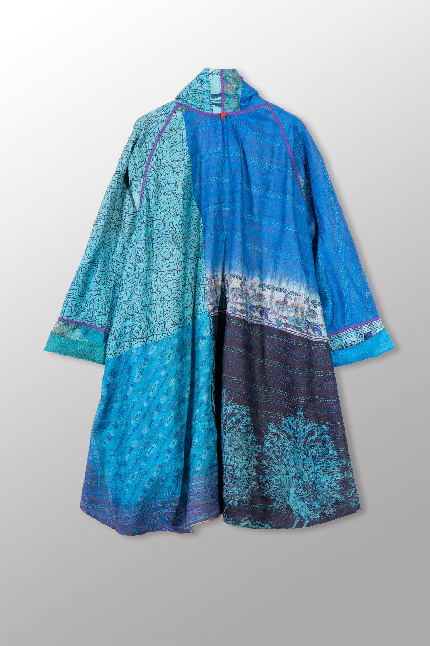 VINTAGE SILK KANTHA KIMONO LONG JKT - sv2005-0080a -