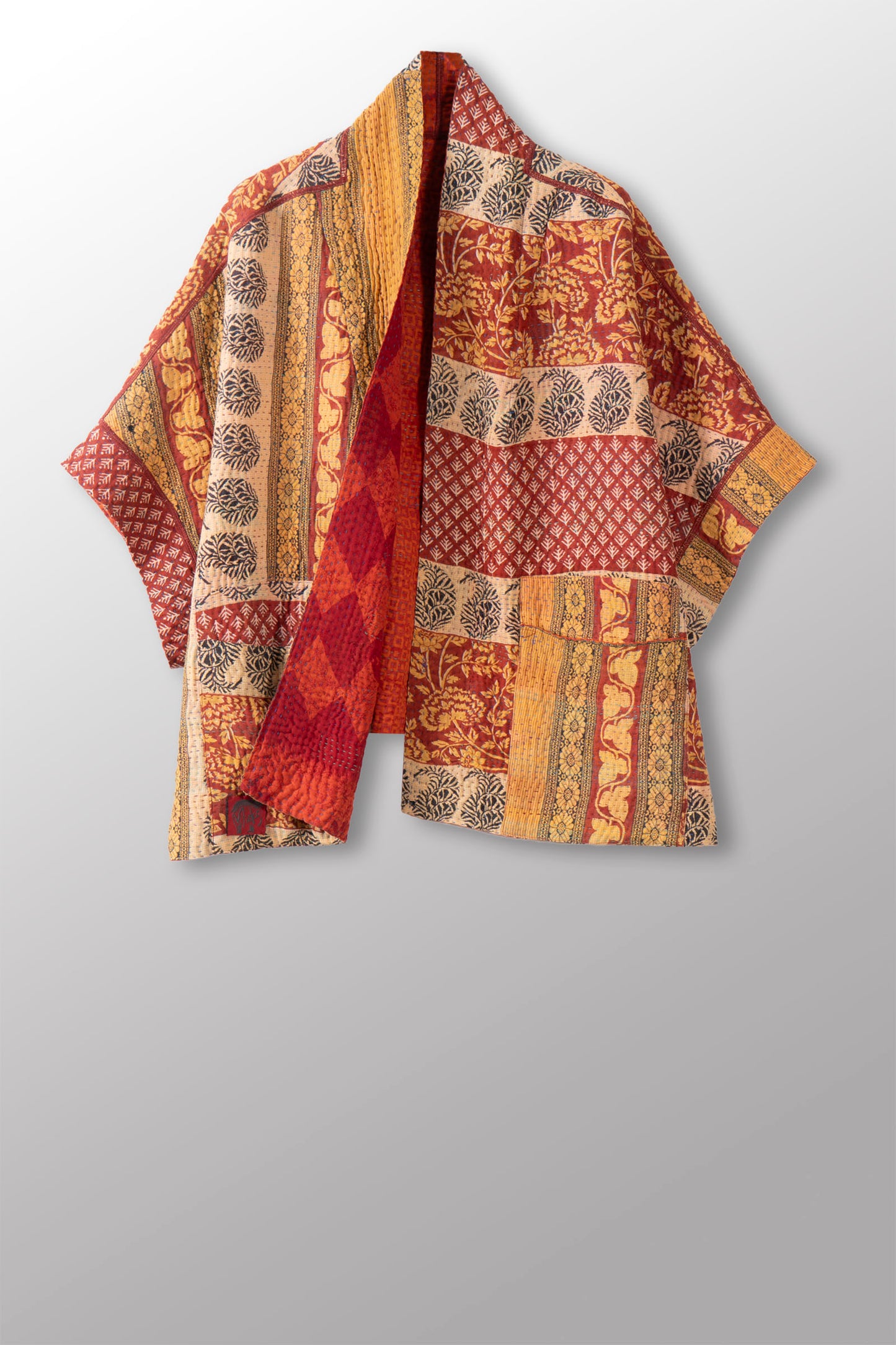 COTTON OVERDYE KANTHA MINI PONCHO - ov4060-corg005a -