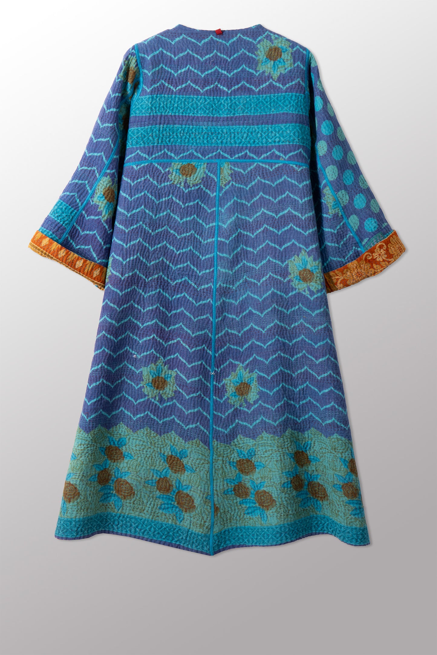 VINTAGE COTTON KANTHA WRAP FLARE COAT - cv4330-0024a -