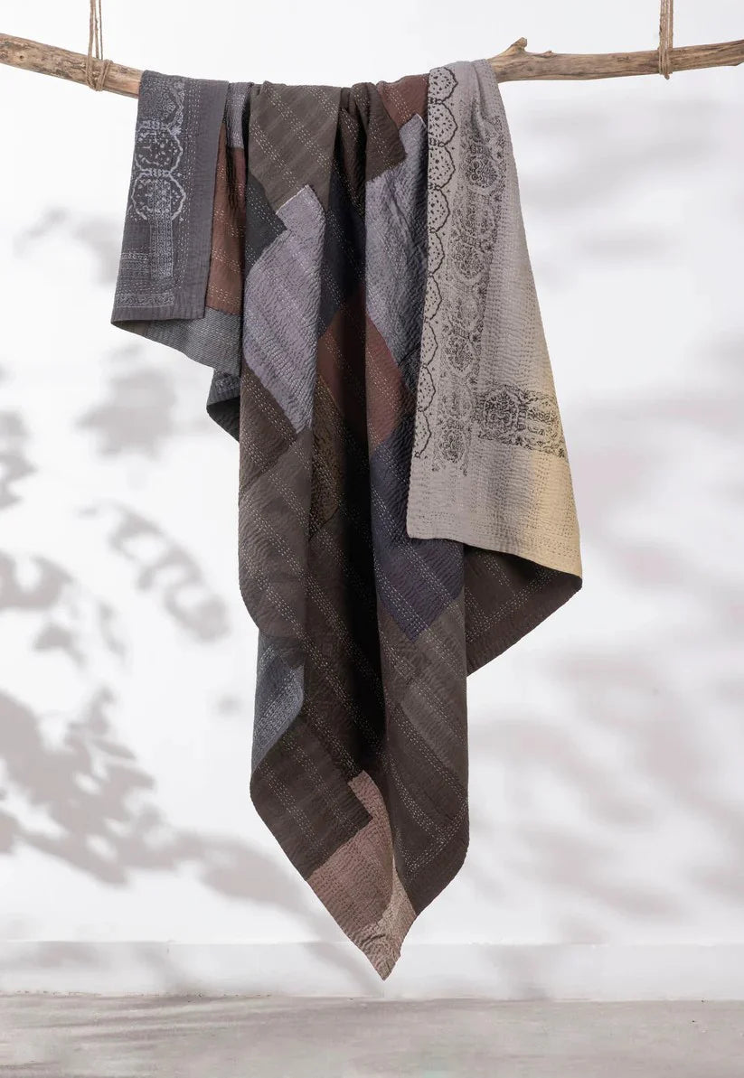 Ombre With Fray Patch Handmade Vintage Quilt - Yellowstone