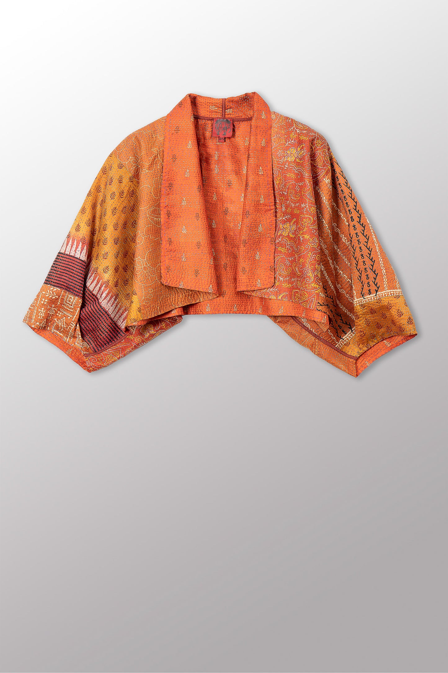 VINTAGE SILK KANTHA PUFF SLV. SHRUG - sv2062-0024a -