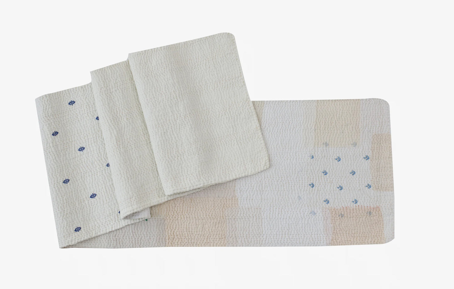 Mosaic Fray Patch vintage Kantha Runner - Cauliflower