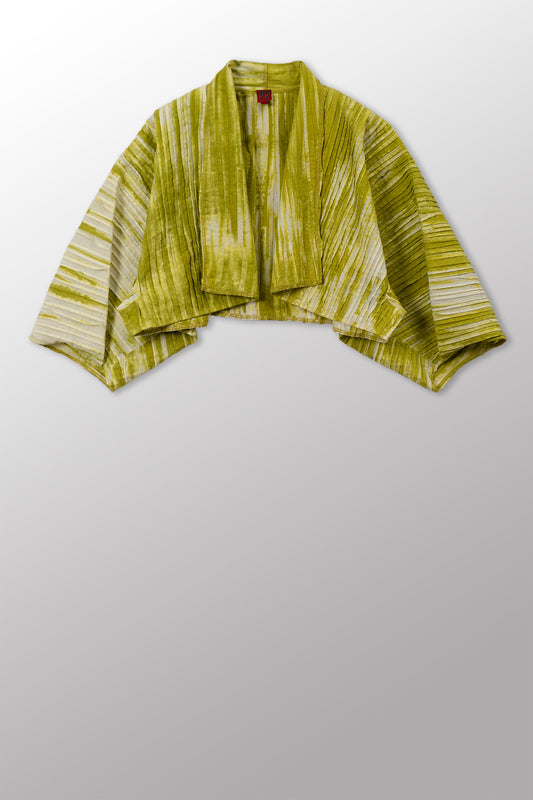 CAMBRIC TIE DYE RIPPLE TUCK PUFF SLV. SHRUG - tr1062-lim -