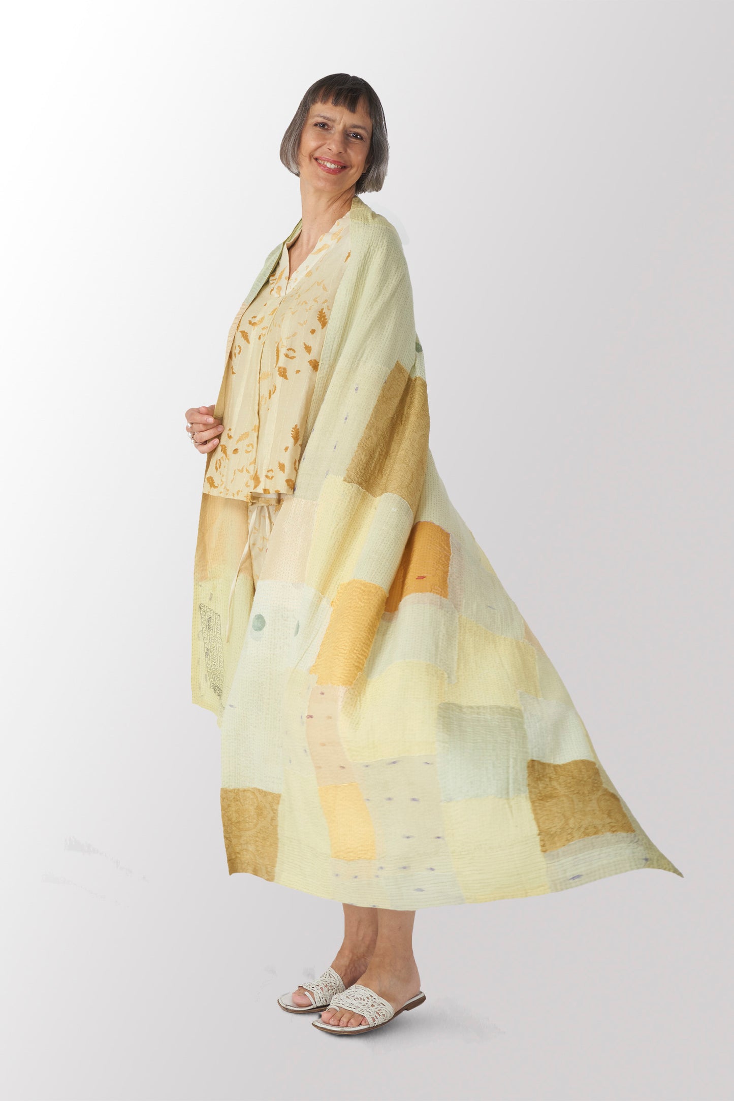 POWDER PATCH KANTHA SHAWL LARGE - pd2803-ylw -