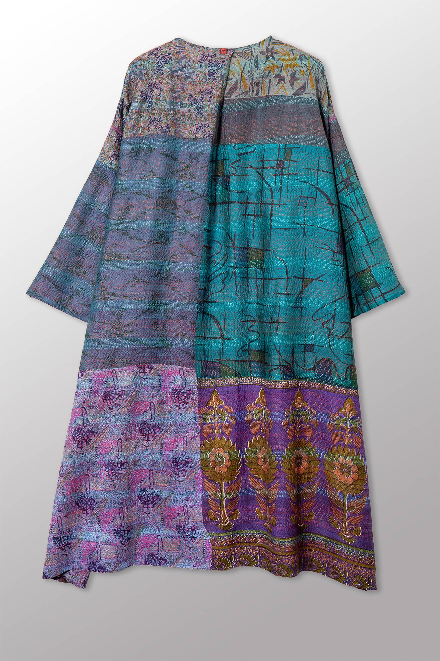 VINTAGE SILK KANTHA LONG DUSTER - sv2328-0014a -