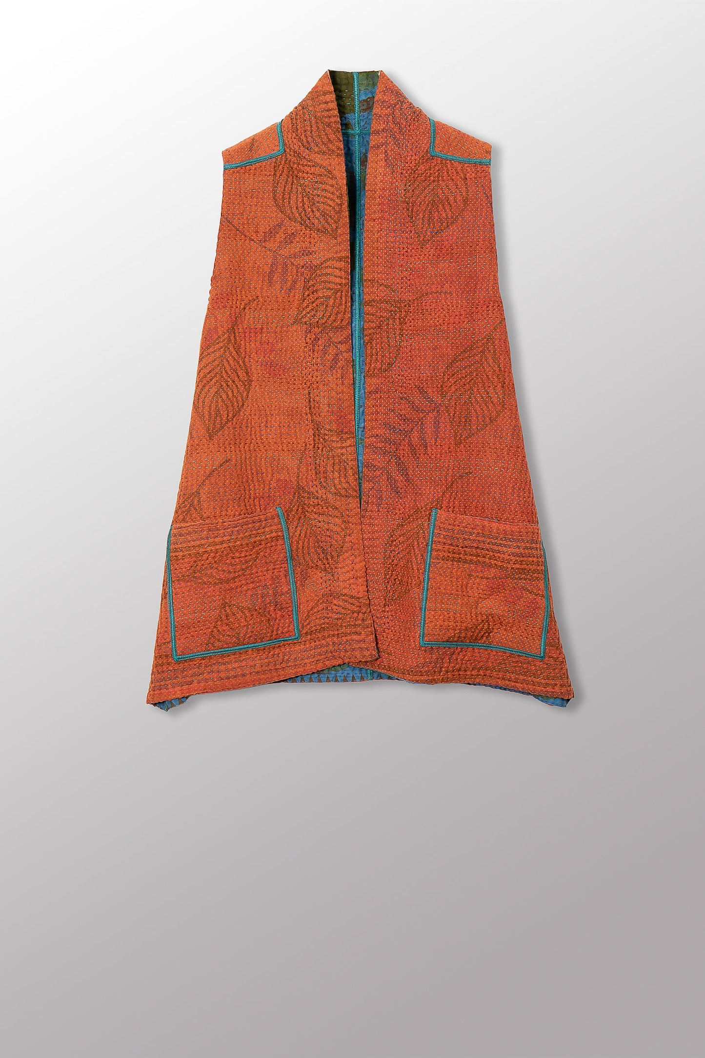 COTTON OVERDYE KANTHA KIMONO VEST SHORT - ov4248-corg002m -