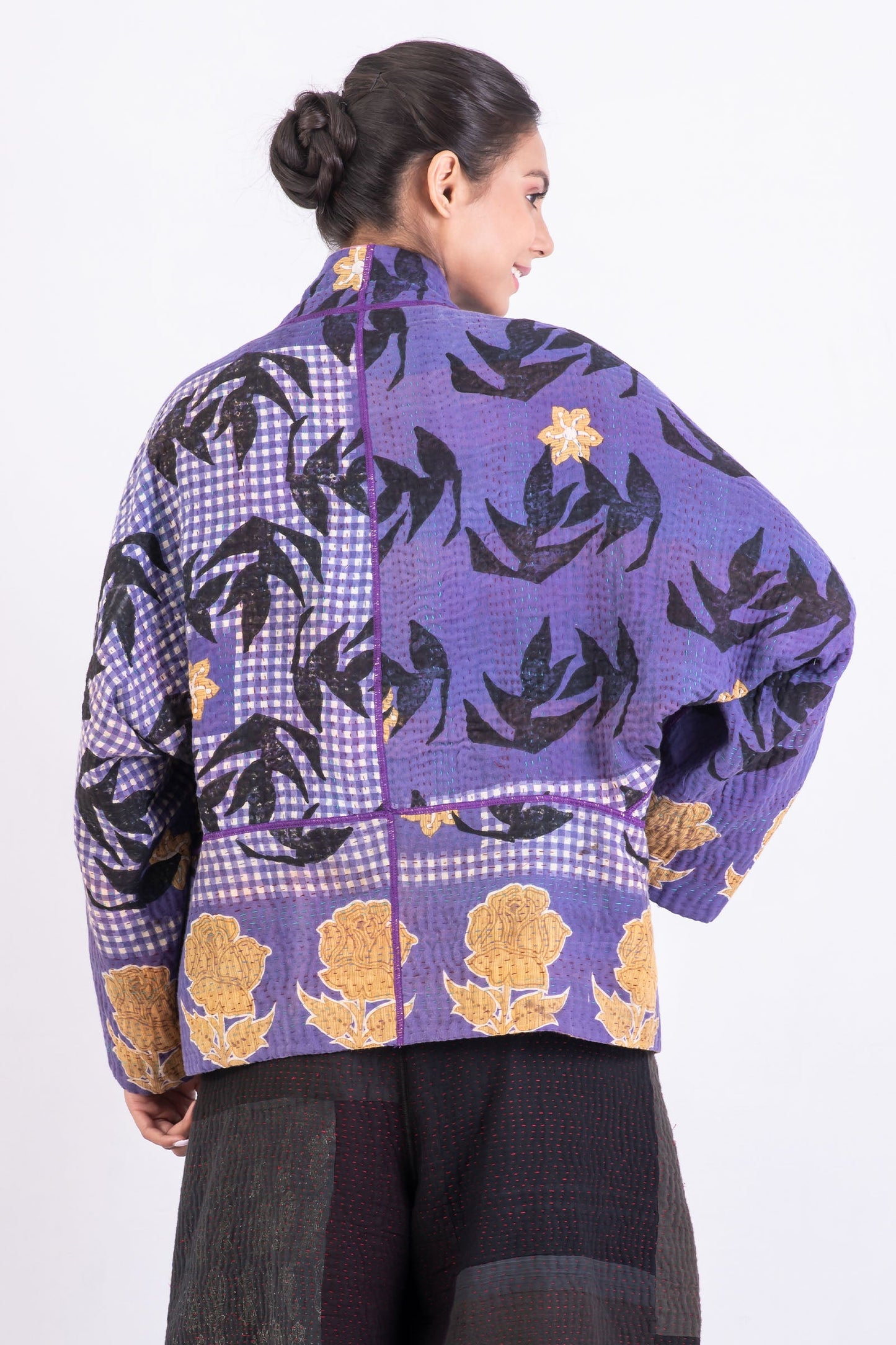 VINTAGE COTTON KANTHA DOLMAN SHORT JKT - cv4015-0024l -