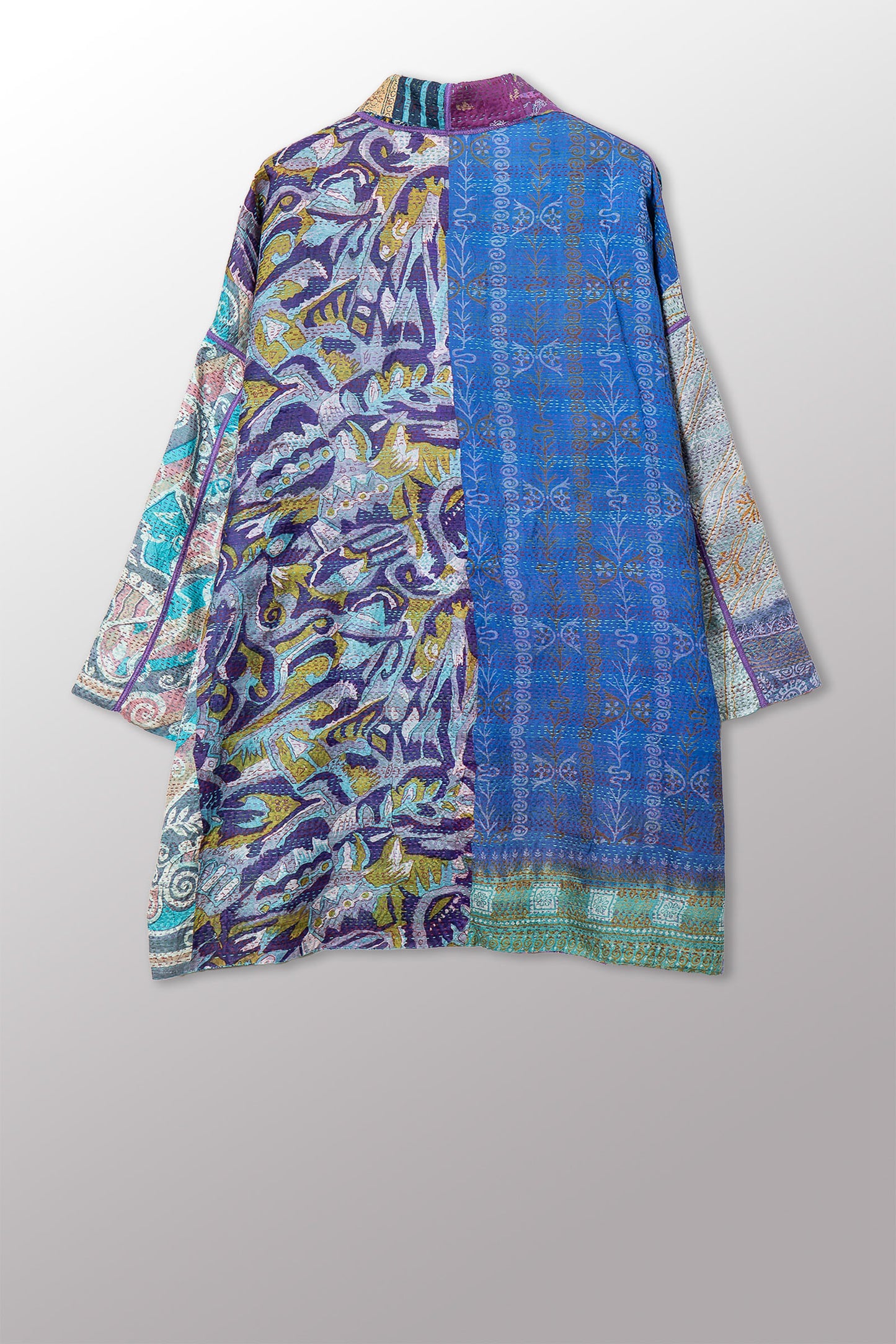 VINTAGE SILK KANTHA HAORI JACKET - sv2068-0008a -