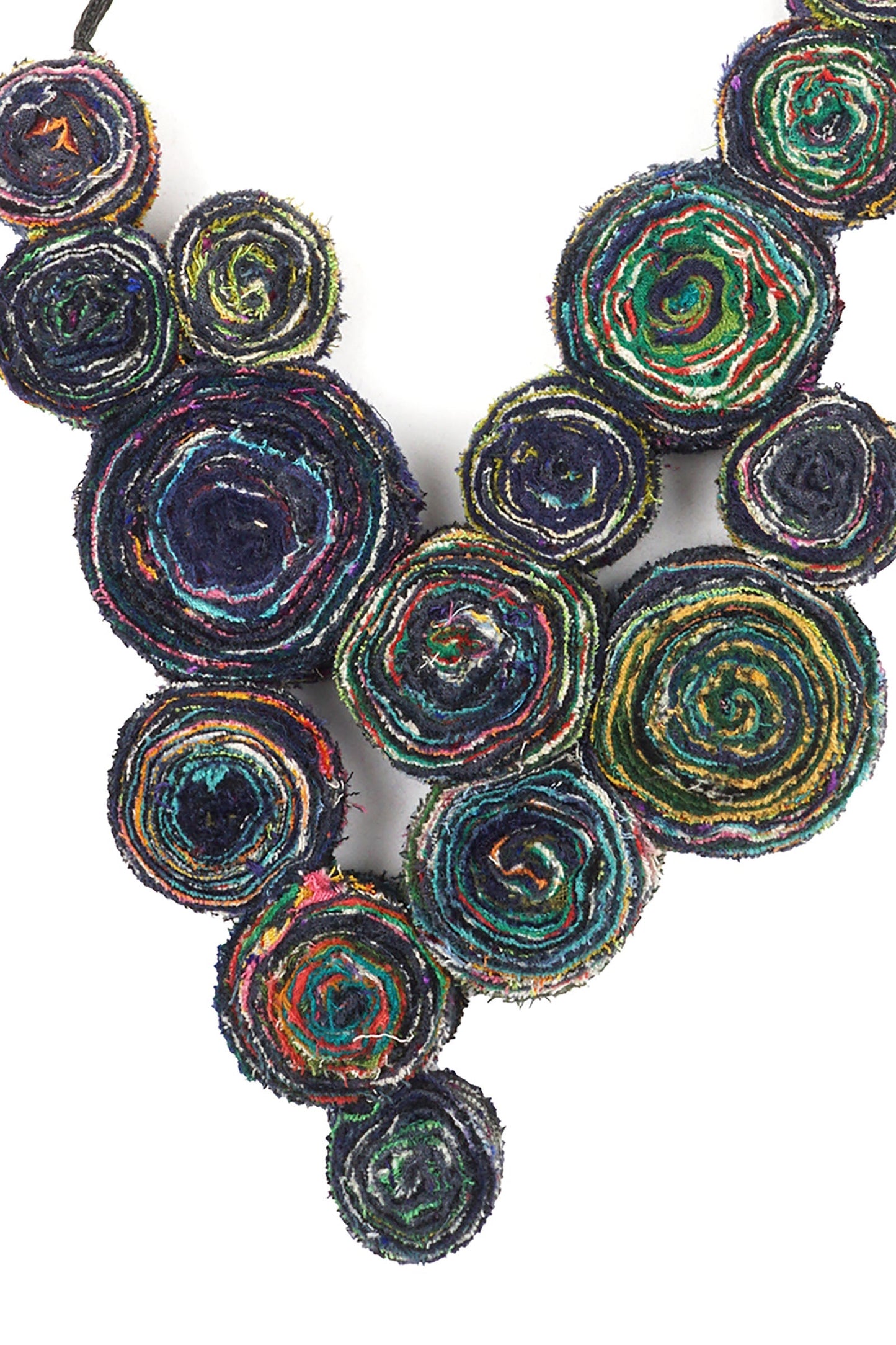 VINTAGE COTTON KANTHA EDDY SHORT NECKLACE - cv2715-nvy -