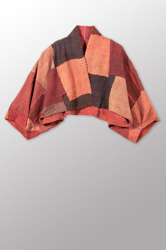 TWO TONE PATCH KANTHA PUFF SLV. SHRUG - tn4062-org -