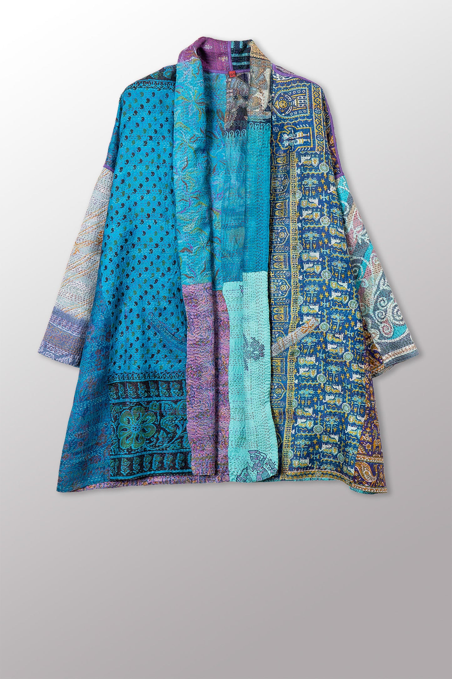 VINTAGE SILK KANTHA HAORI JACKET - sv2068-0008a -