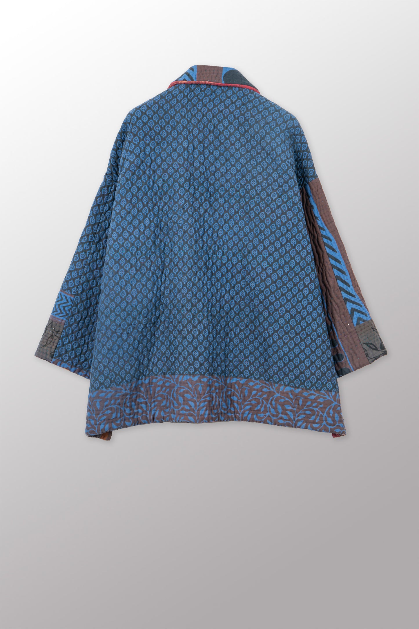 QUILTED OVERDYE COTTON KANTHA OVERSIZED MINI COAT - oq5332-cblu001a -