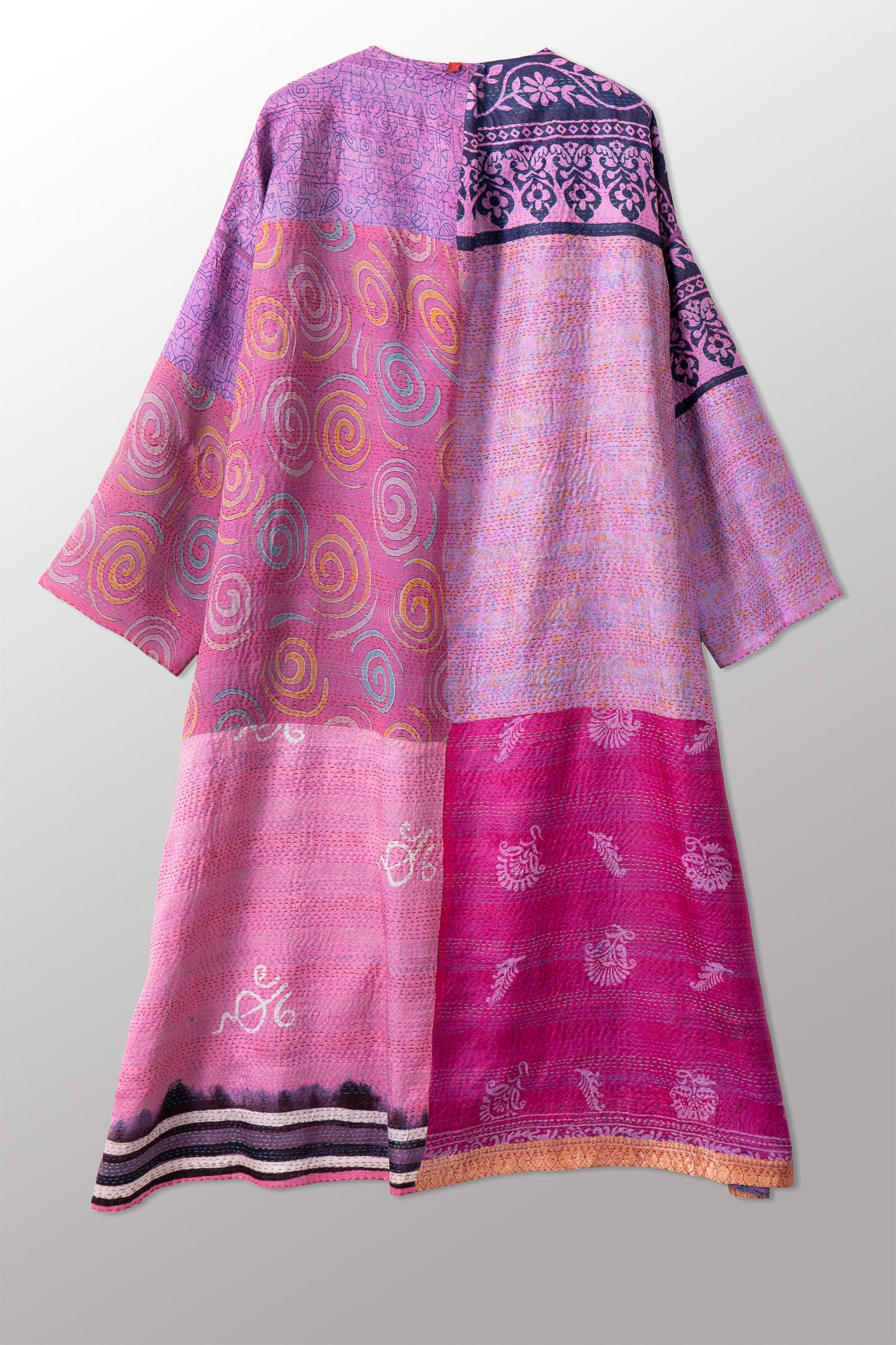 VINTAGE SILK KANTHA LONG DUSTER - sv2328-0012a -