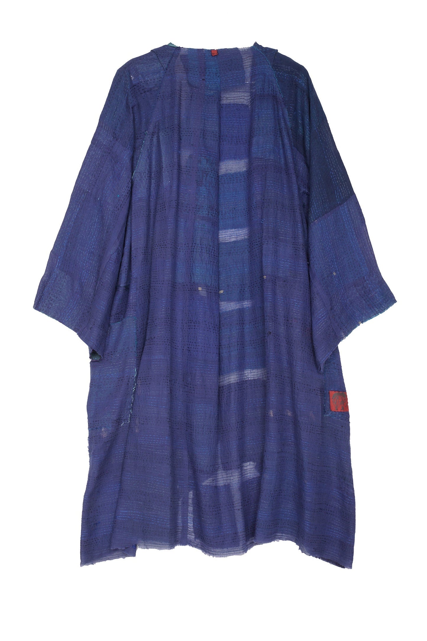 TONAL TILE PATCH KANTHA KIMONO DUSTER - tt2317-blu -
