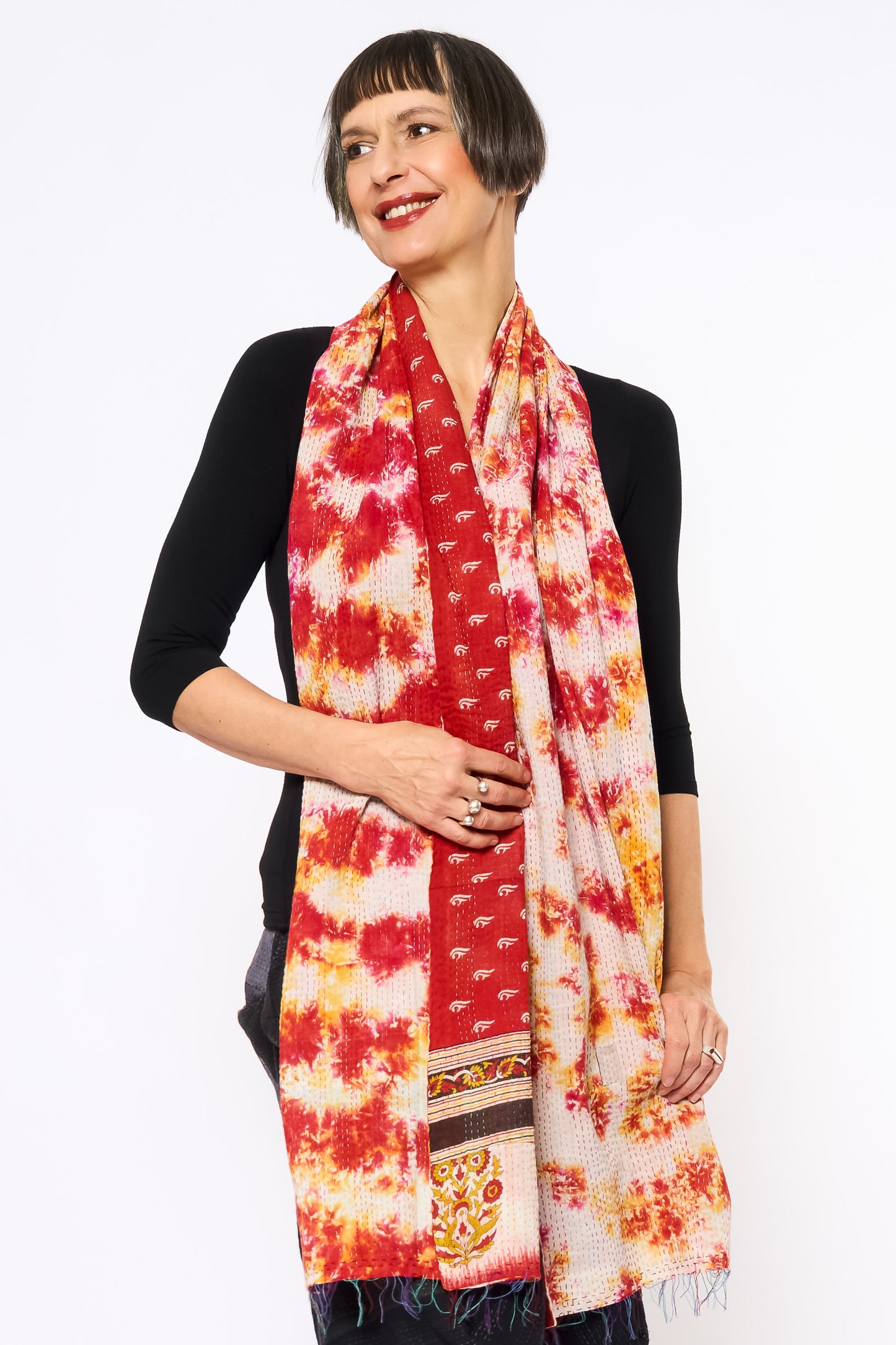 VINTAGE COTTON KANTHA SCARF STANDAR - cv2801-0028a -