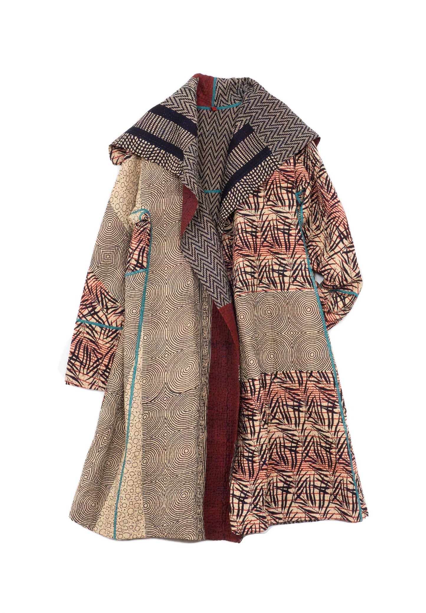SOHO BAMBOO KANTHA A-LINE COAT - bo4309-blk -