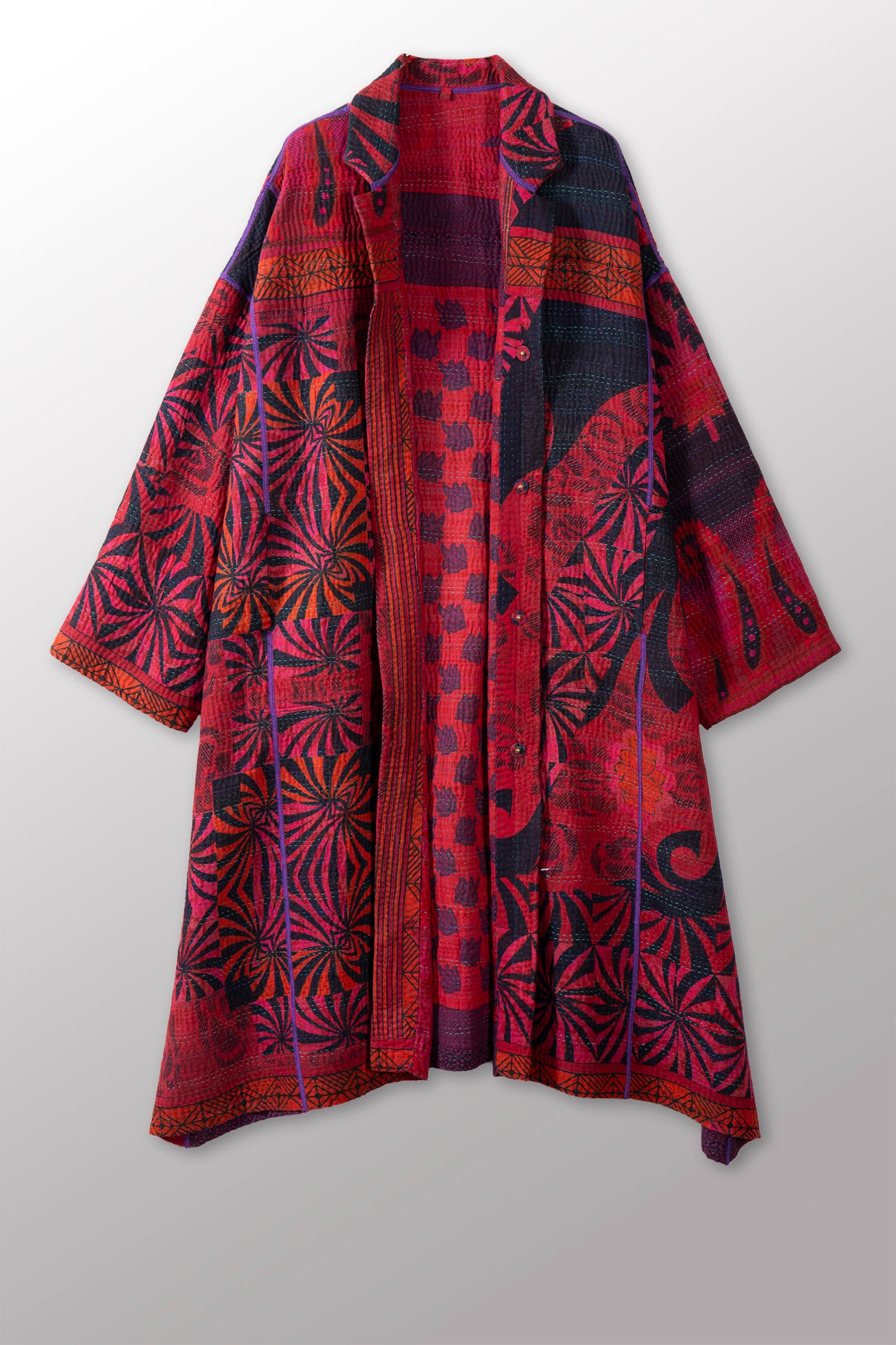 COTTON OVERDYE KANTHA NEW OVERSIZED COAT - ov4342-cred005a -