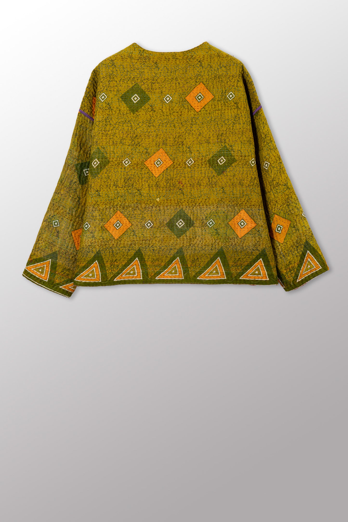 VINTAGE COTTON KANTHA CREW NECK SHORT JKT - cv4053-0073a -