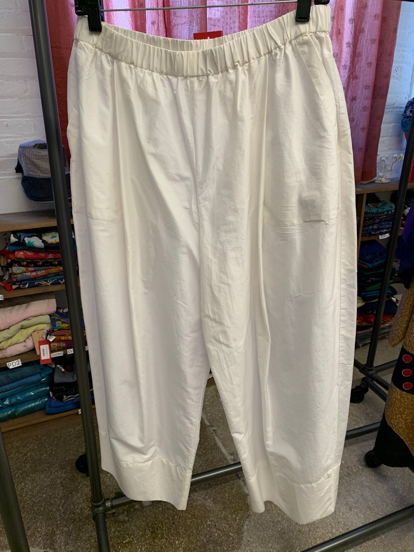 DYED COTTON SILK HEAVY VOILE WAVY  BAGGY PANTS - dh1640-ntl -