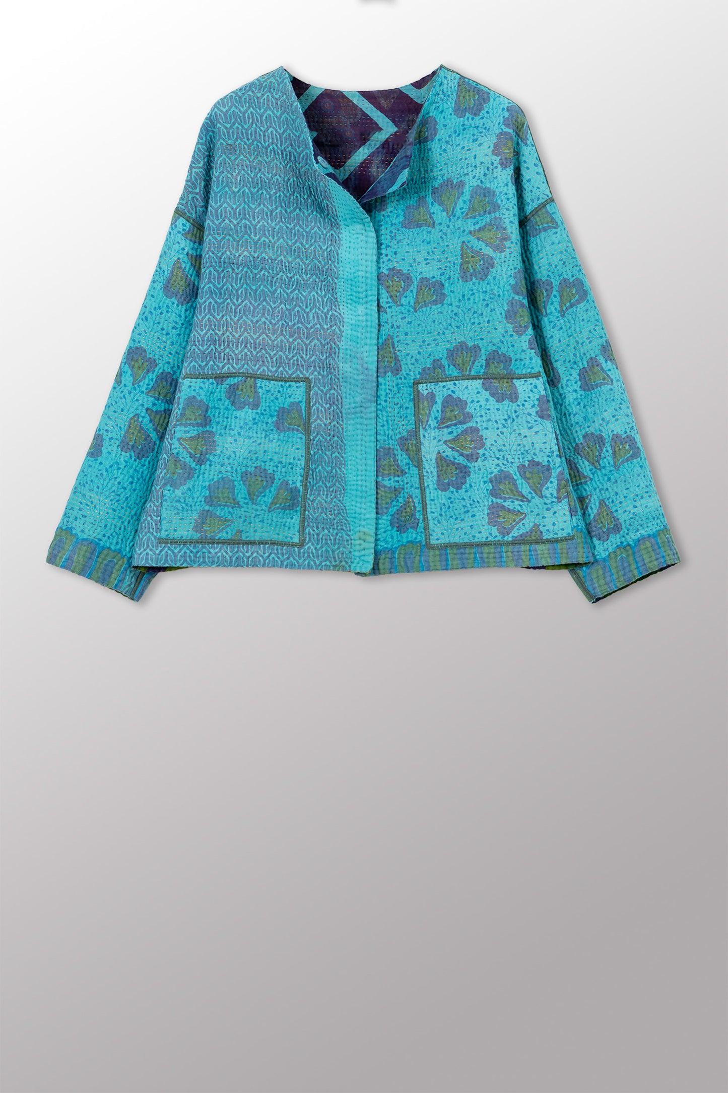 COTTON OVERDYE KANTHA CREW NECK SHORT JKT - ov4053-ctuq001a -