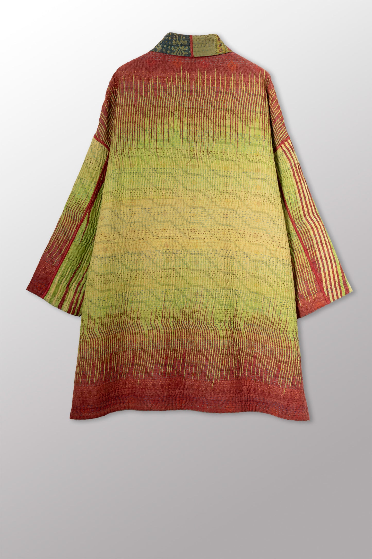 COTTON OVERDYE KANTHA HAORI JACKET - ov4068-cgrn002a -