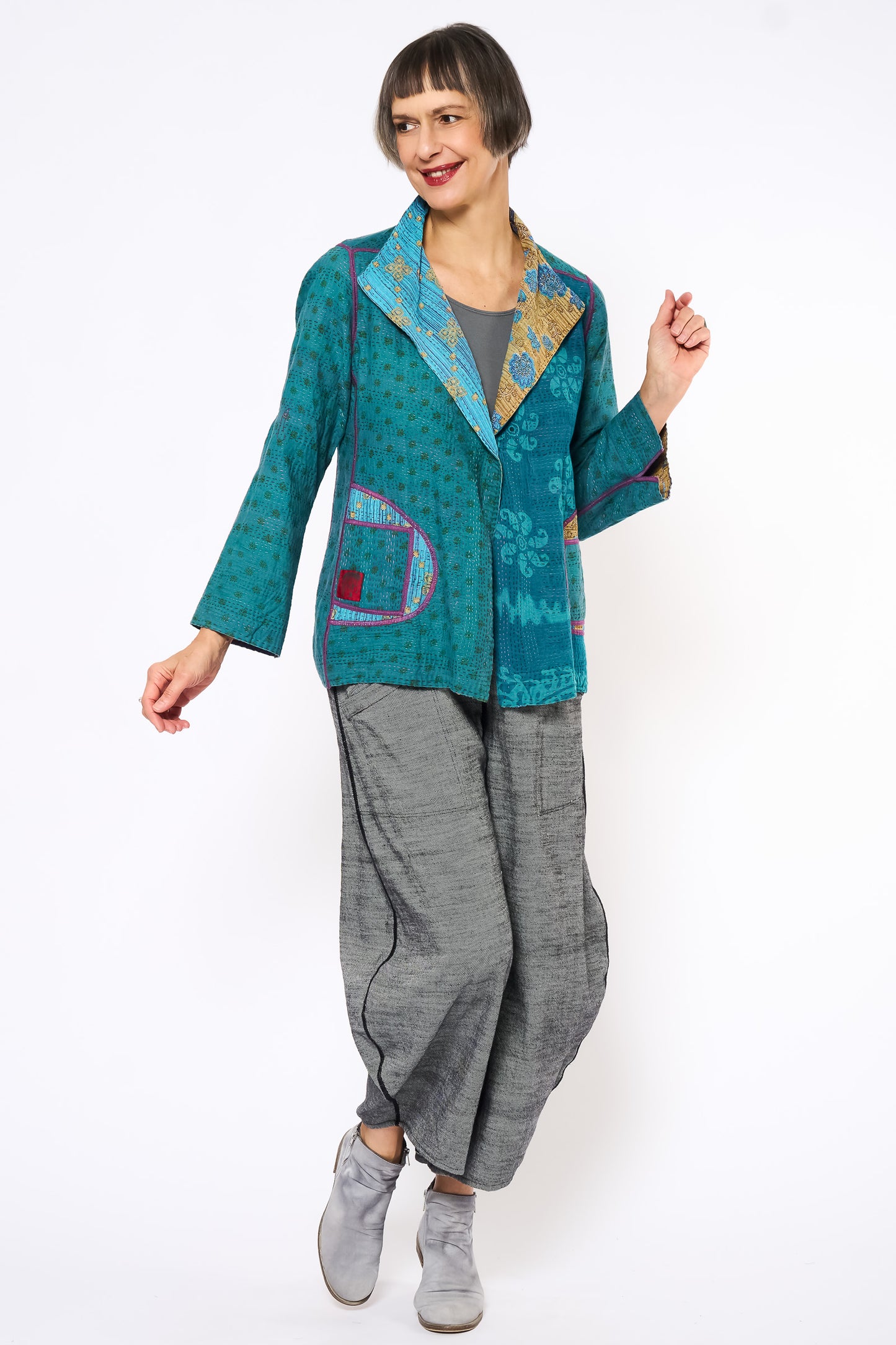 COTTON OVERDYE KANTHA SHORT JKT - ov2007-cblu001m -