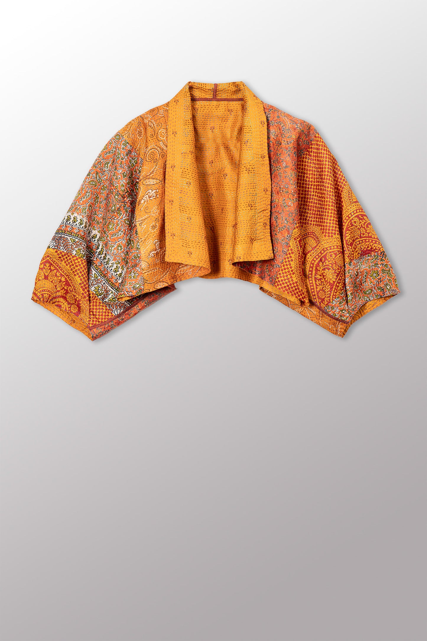 VINTAGE SILK KANTHA PUFF SLV. SHRUG - sv2062-0028a -