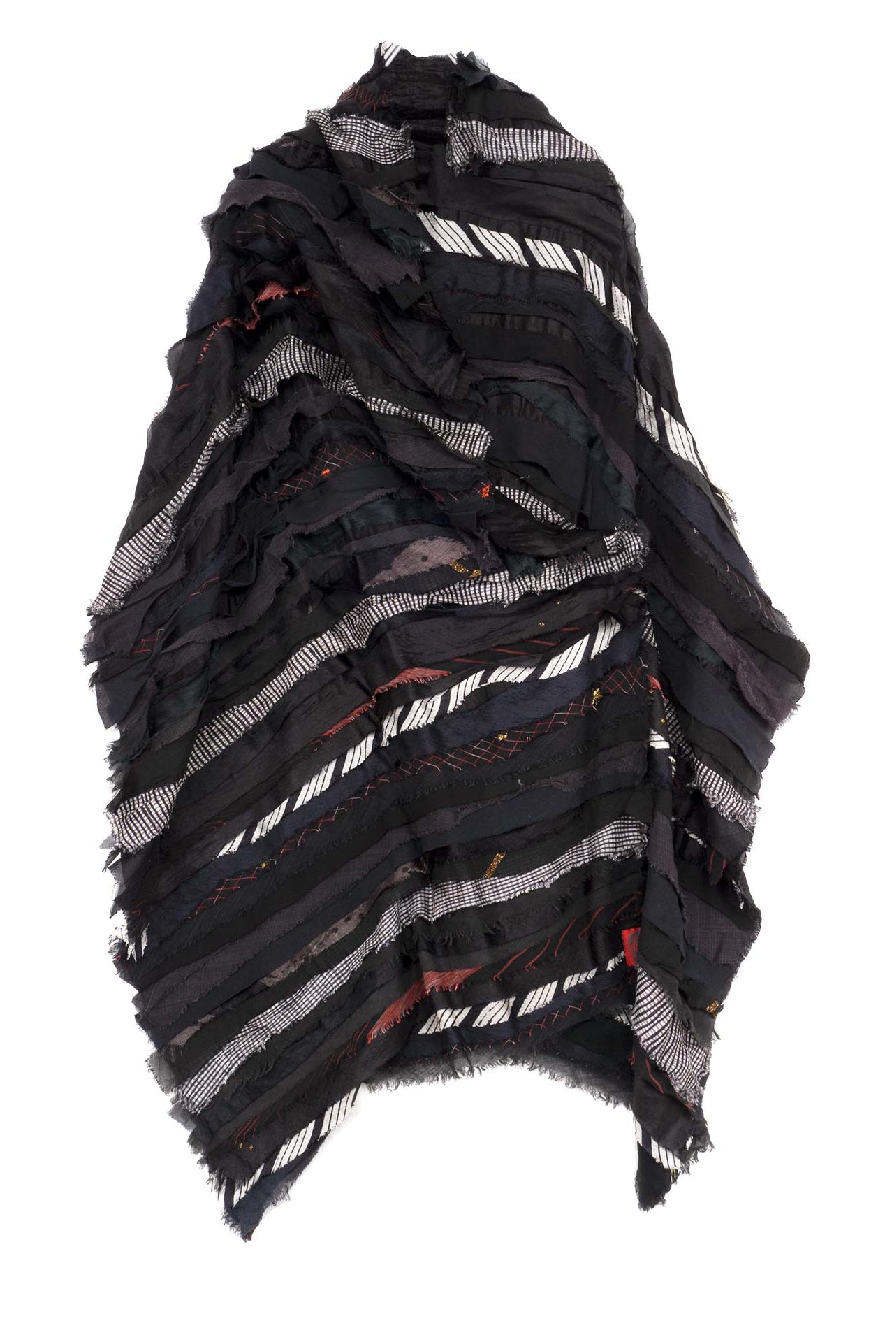 WAVY STRIPE KANTHA SHAWL LARGE - wv2803-blk -