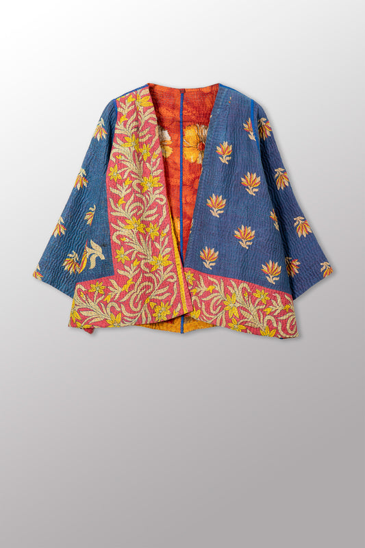 VINTAGE COTTON KANTHA BELL SHAPE JKT - cv4048-0049a -