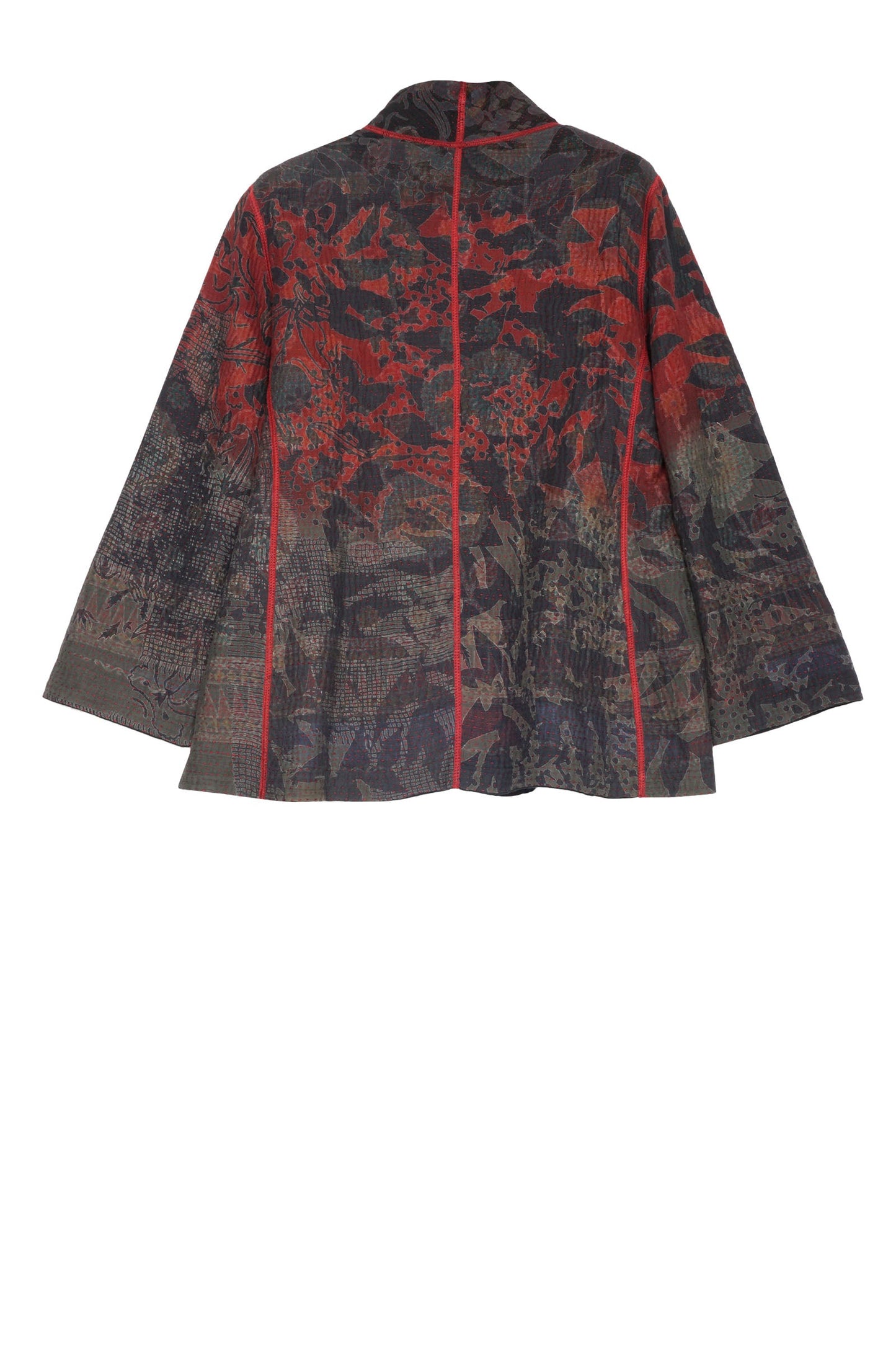 MONOTONE TWILIGHT PRINT KANTHA SHORT JKT - tp4007-red -