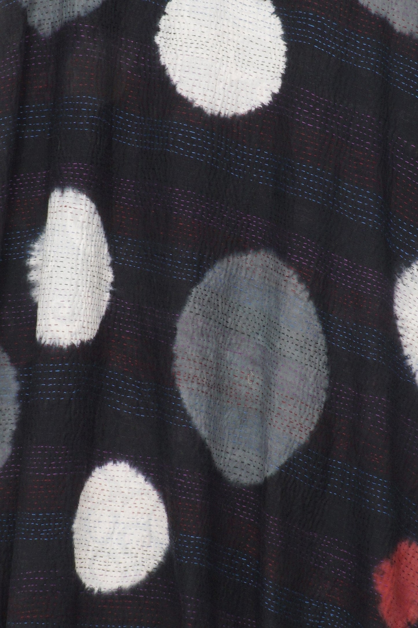 PATCH & CIRCLE PRINT KANTHA POINTY HEM DRESS - pc2415-blk -