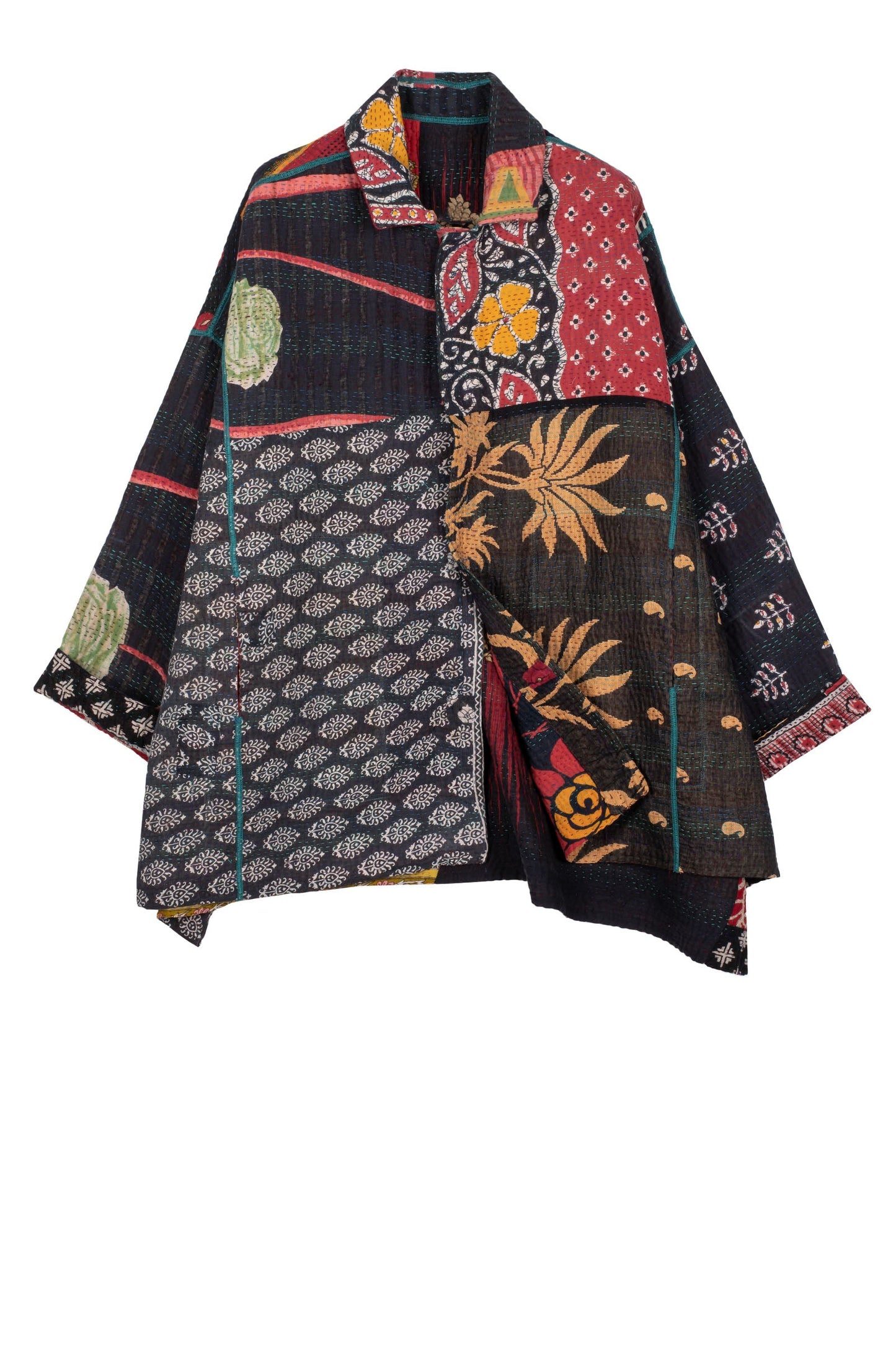 PUZZLE KANTHA OVERSIZED MINI COAT - pz4332-red -
