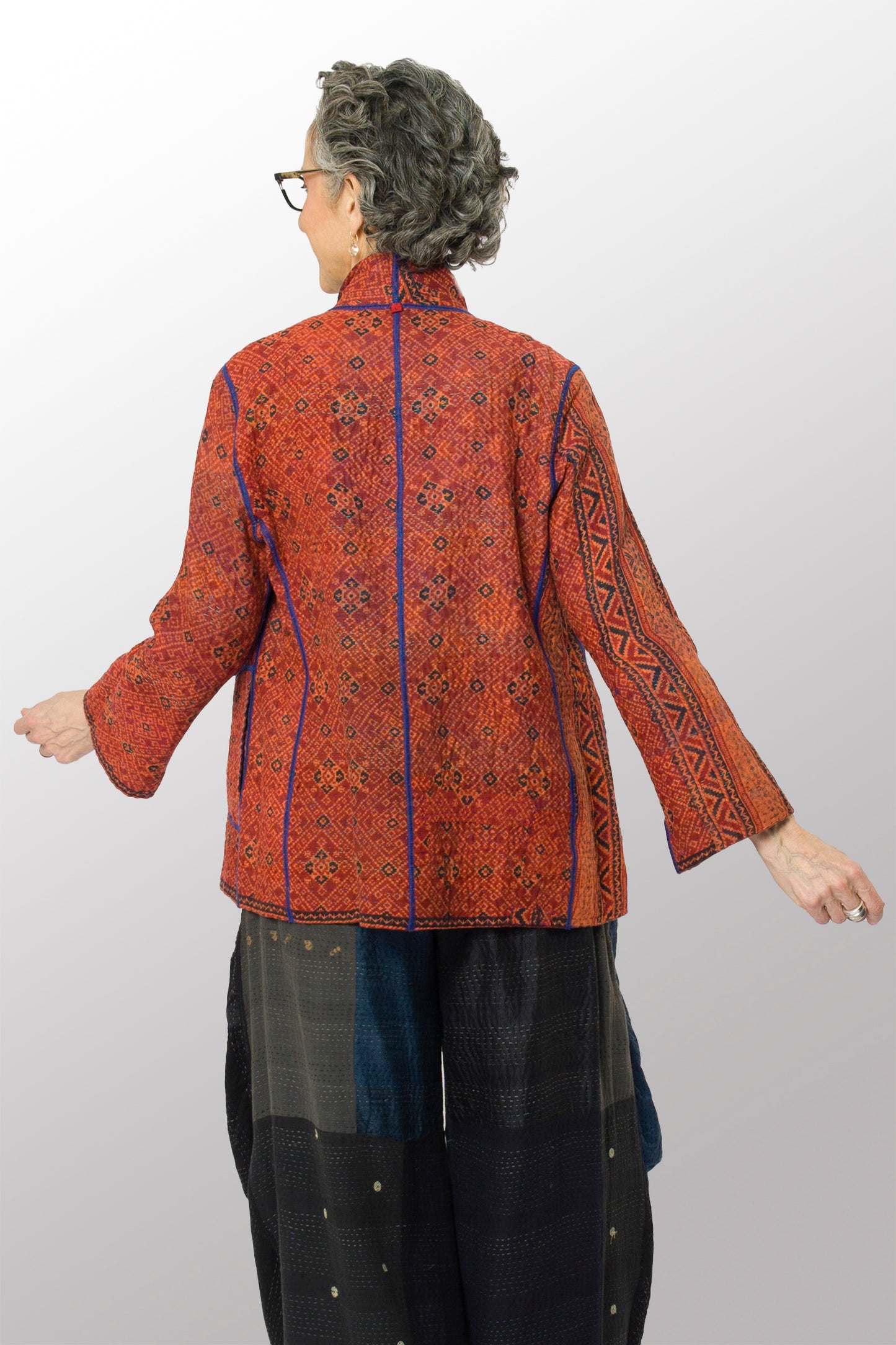 VINTAGE COTTON KANTHA SHORT JKT - cv4007-0325l -