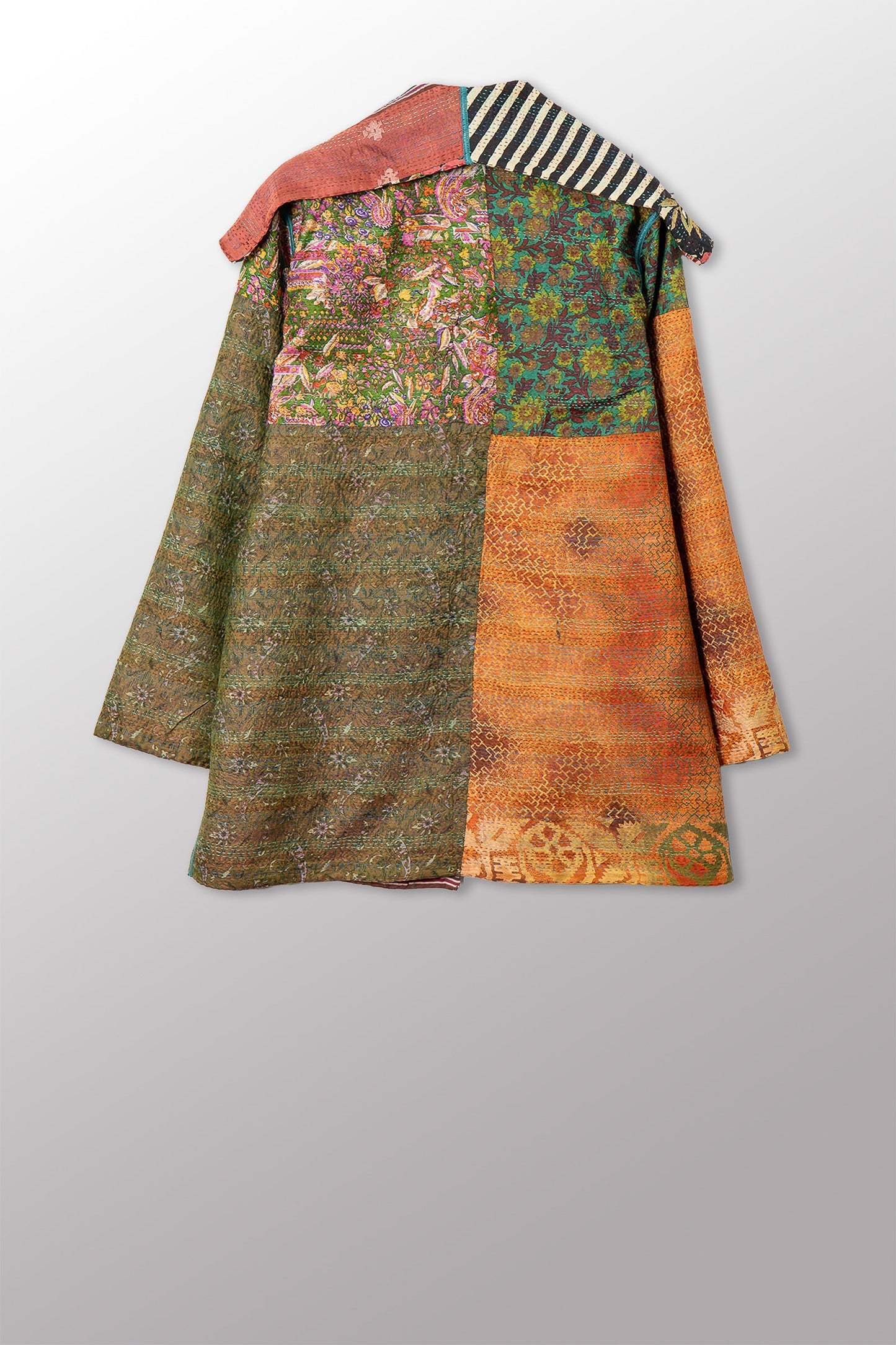 VINTAGE SILK KANTHA POCKET JKT - sv2002-0073a -