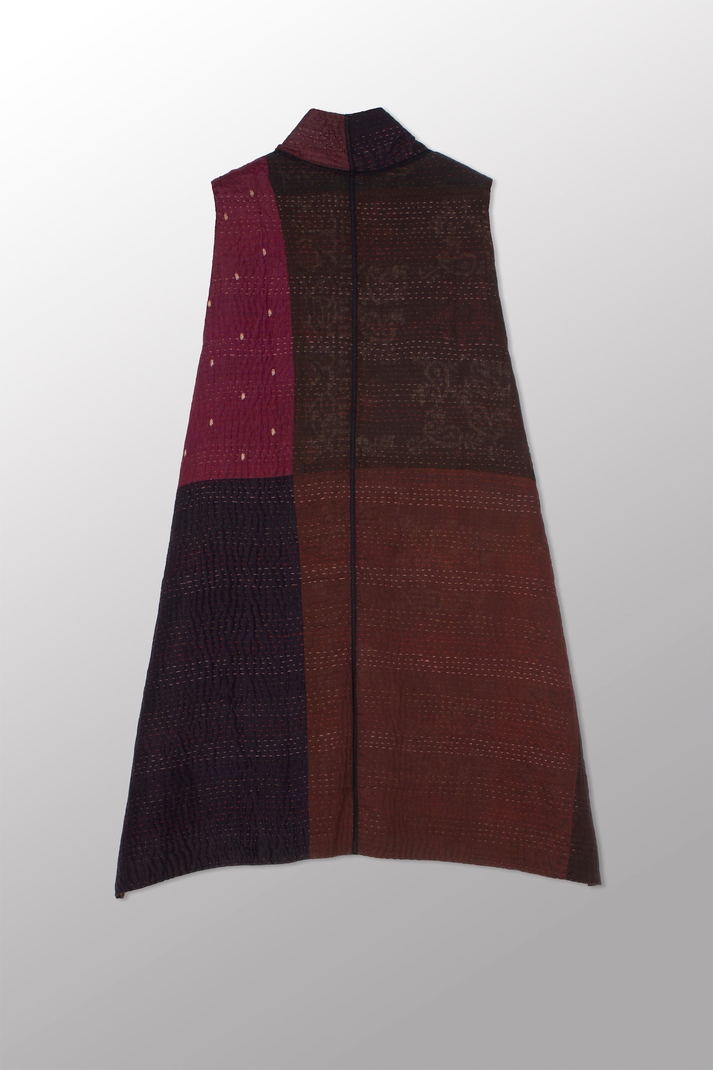 JAIPUR PATCH KANTHA KIMONO VEST - jp4247-brn -