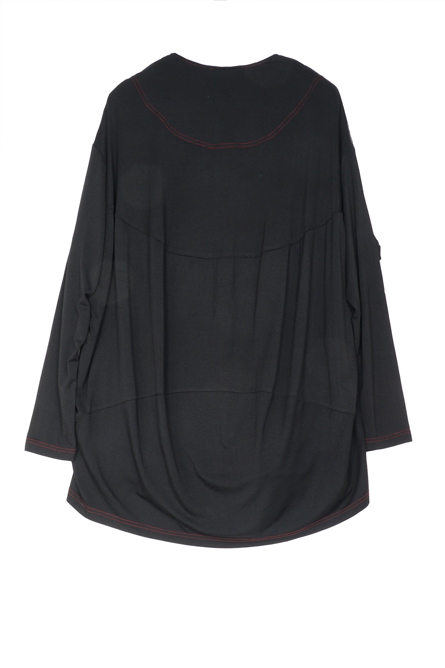 PATCH & CIRCLE PRINT KANTHA AND KNIT LONG JKT - pc2028-blk -