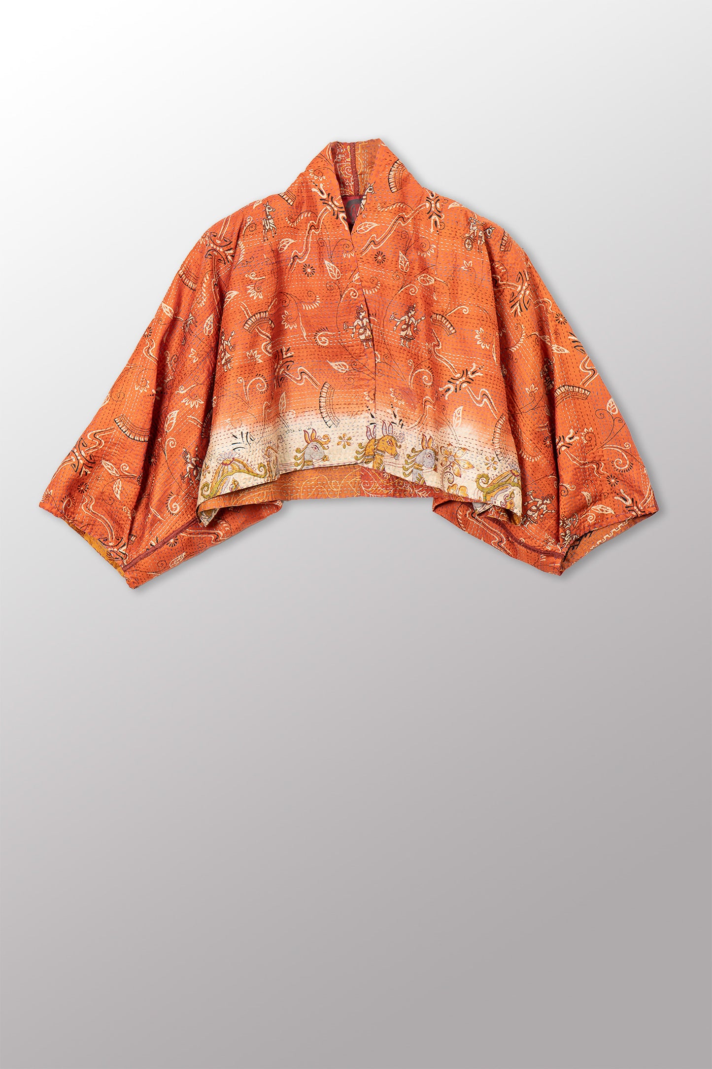 VINTAGE SILK KANTHA PUFF SLV. SHRUG - sv2062-0016a -