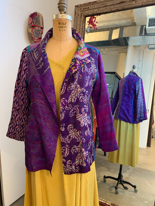 VINTAGE SILK KANTHA SHORT JKT - sv2007-0050s -