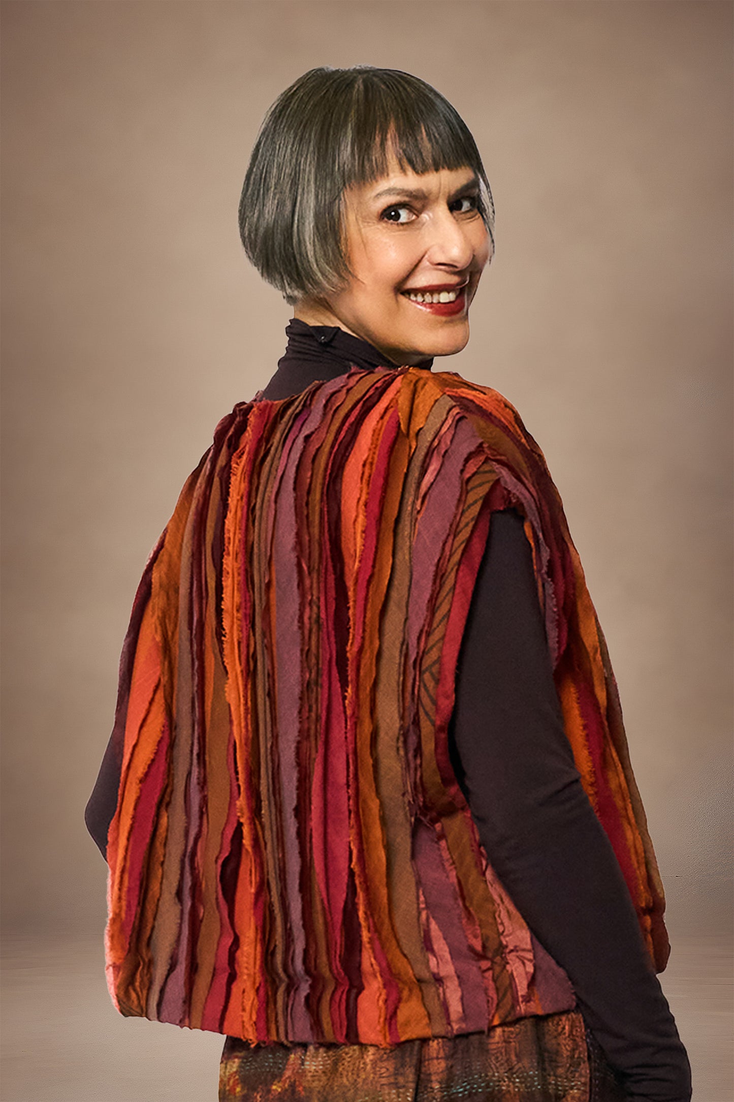 WAVY STRIPE KANTHA WIDE SHOULDER VEST - wv2245-org -