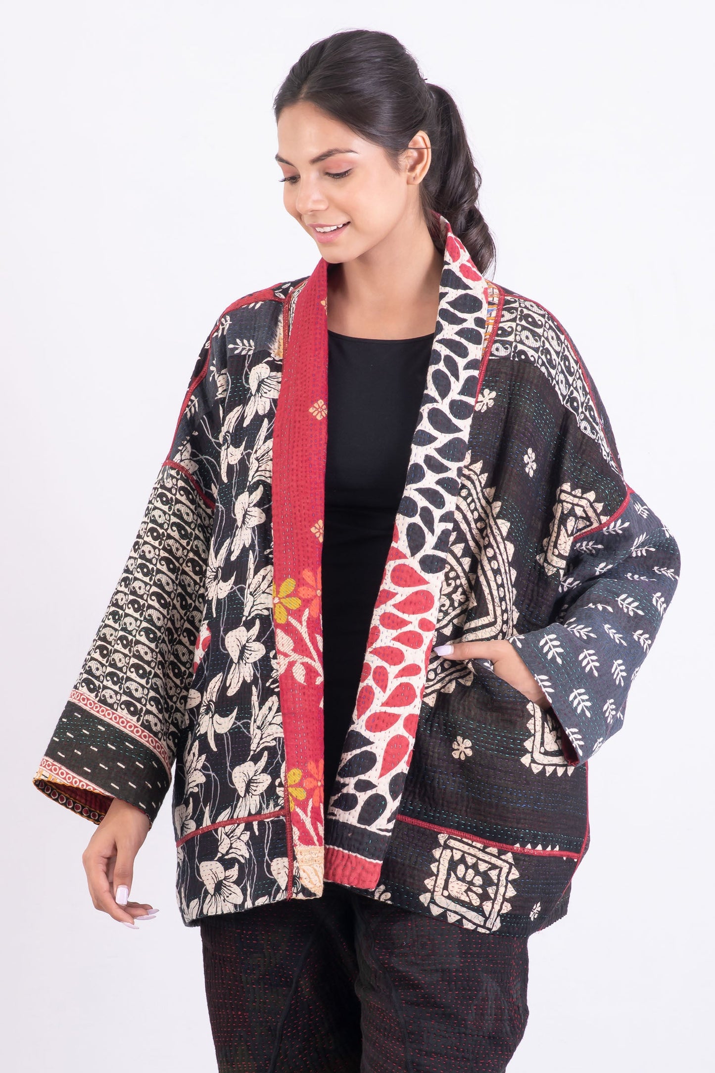 PUZZLE KANTHA BIG POCKET JKT - pz4057-red -
