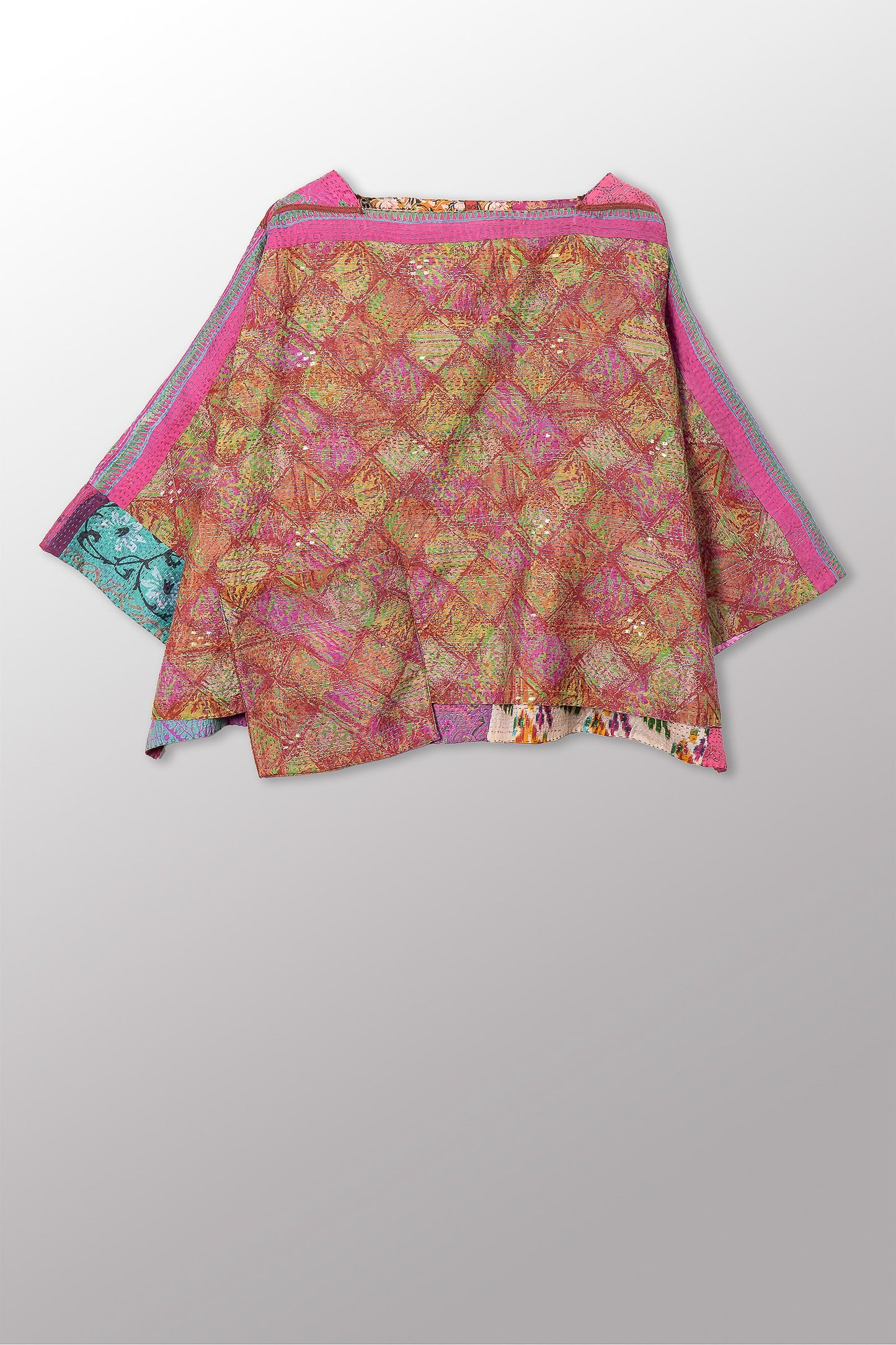 VINTAGE SILK KANTHA 3/4 SLV. CROP TOP MIO - sv2538-0016a -